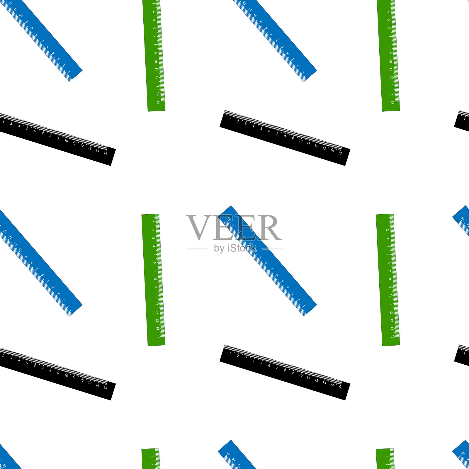 白色背景上不同颜色的厘米尺子。插画图片素材