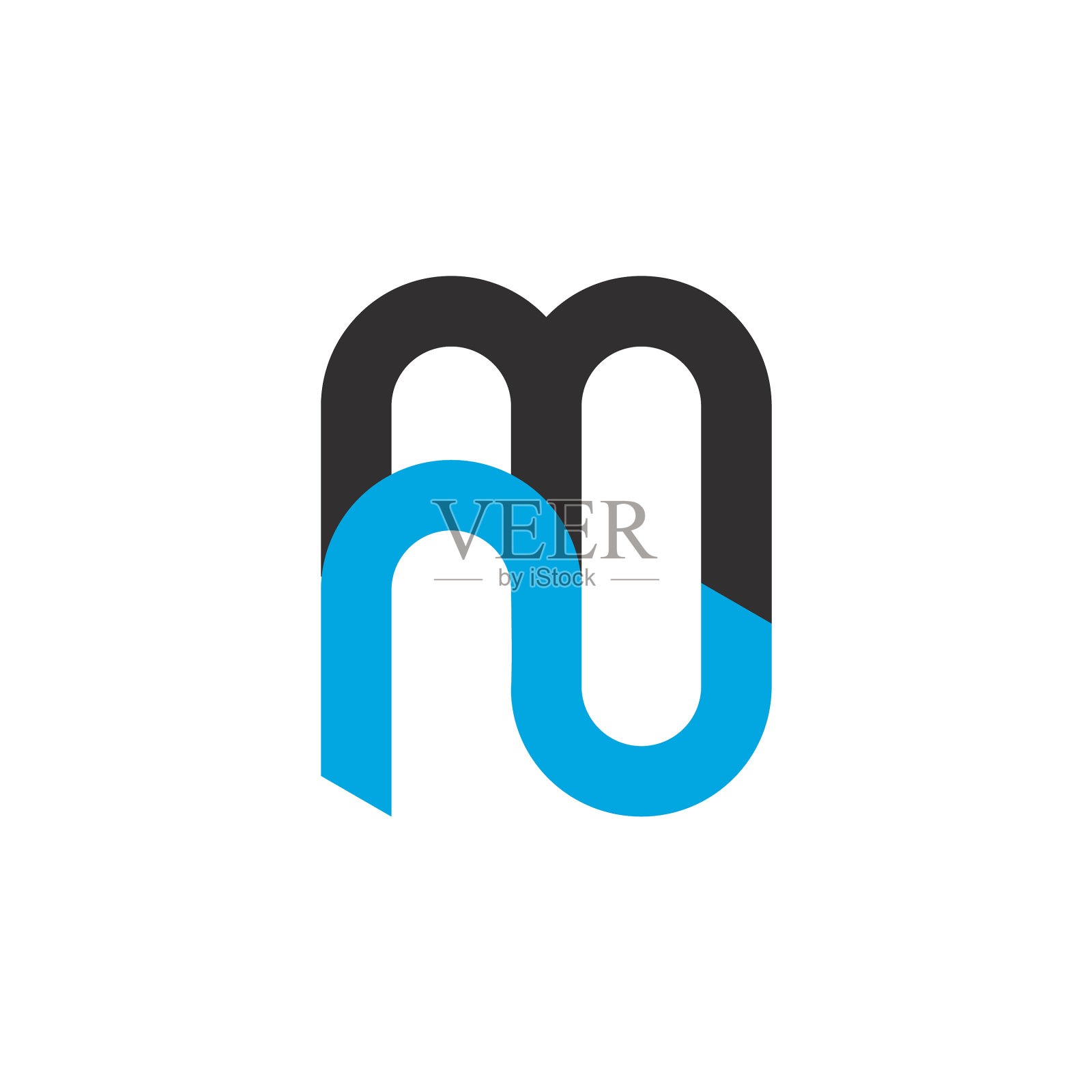 字母mn曲线链接标志设计元素图片