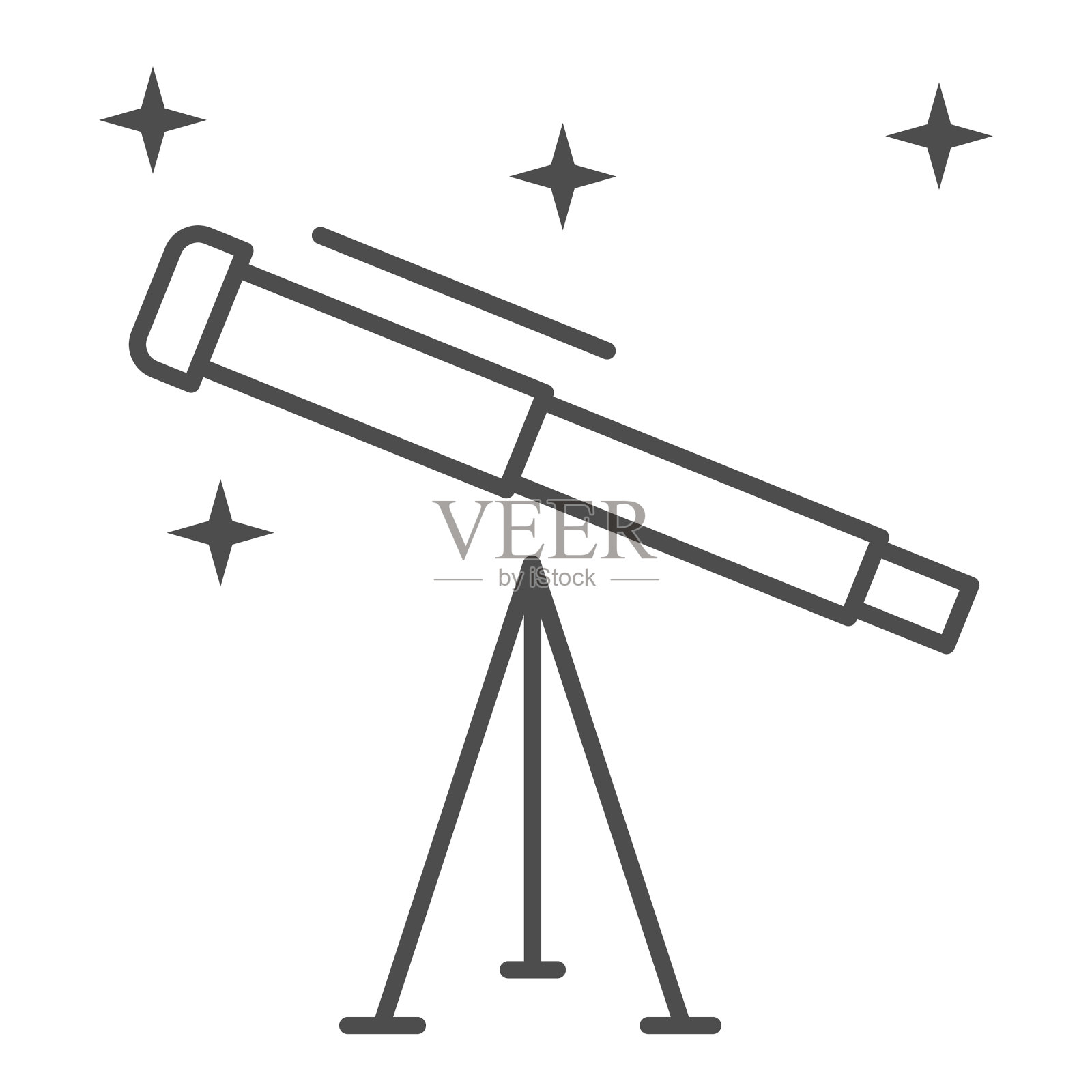 望远镜细线图标科学概念空间插画图片素材