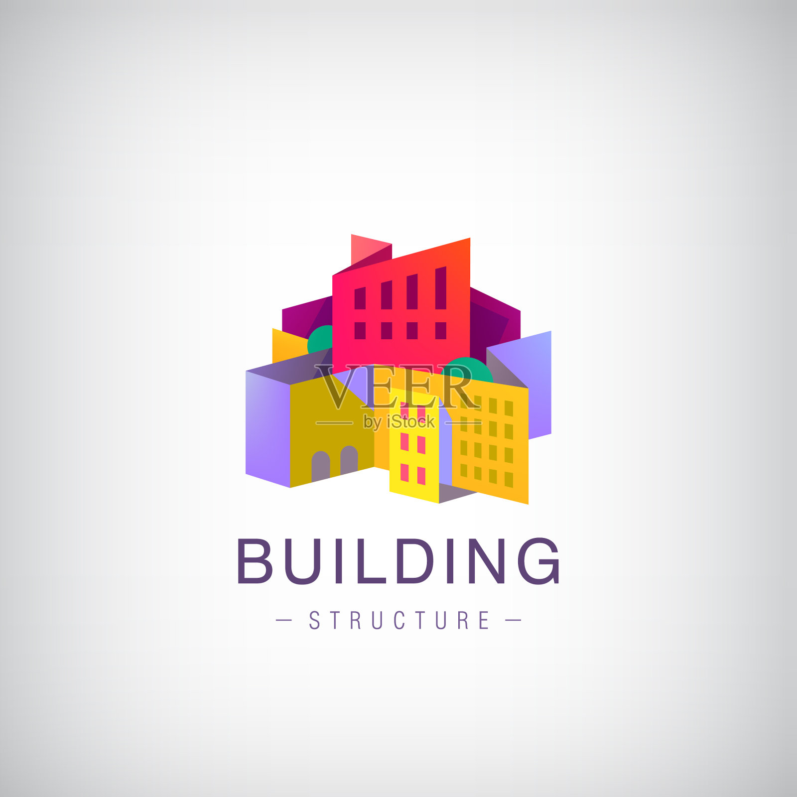 折纸建筑结构城市景观插画图片素材