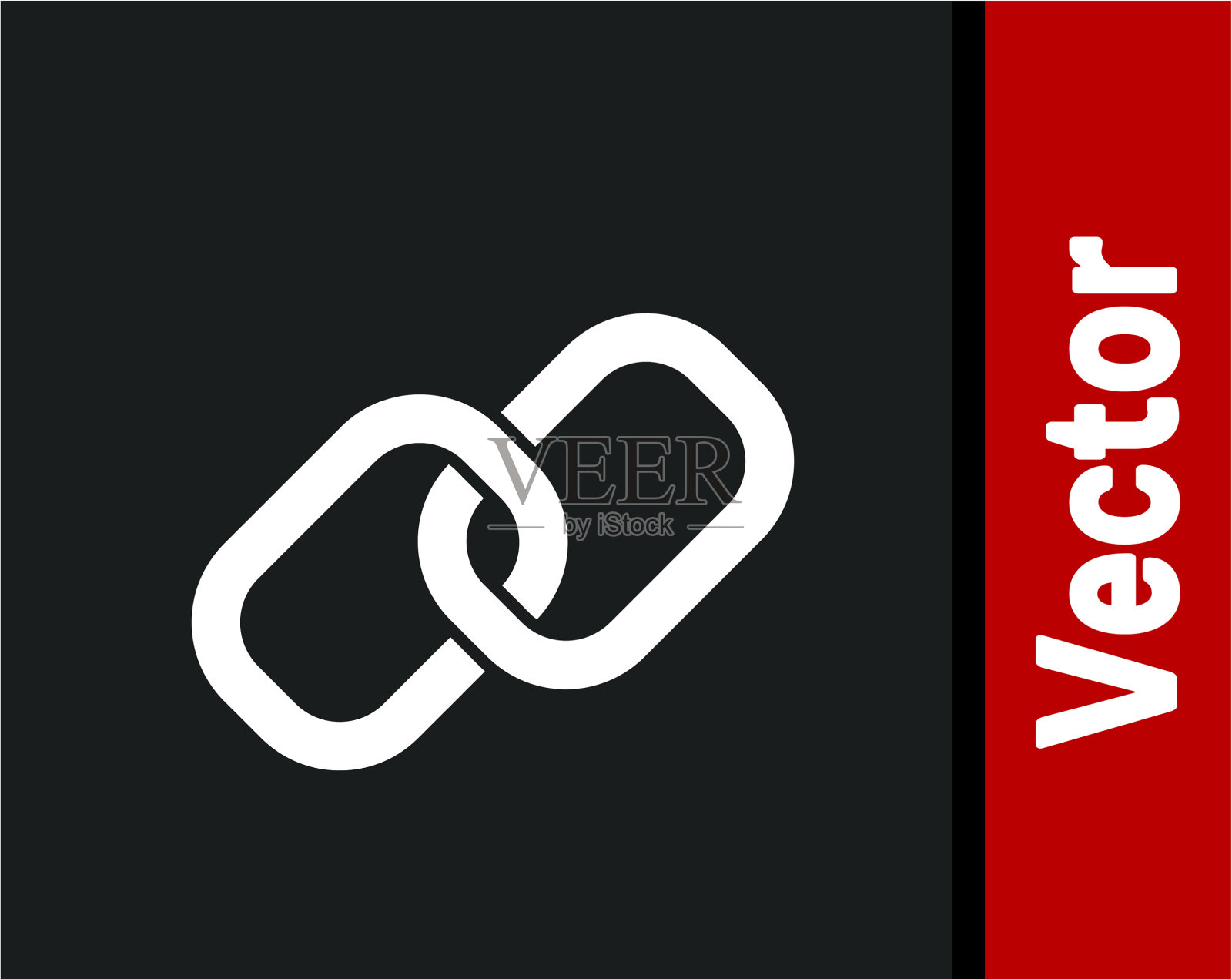 白色链链接图标孤立在黑色背景插画图片素材