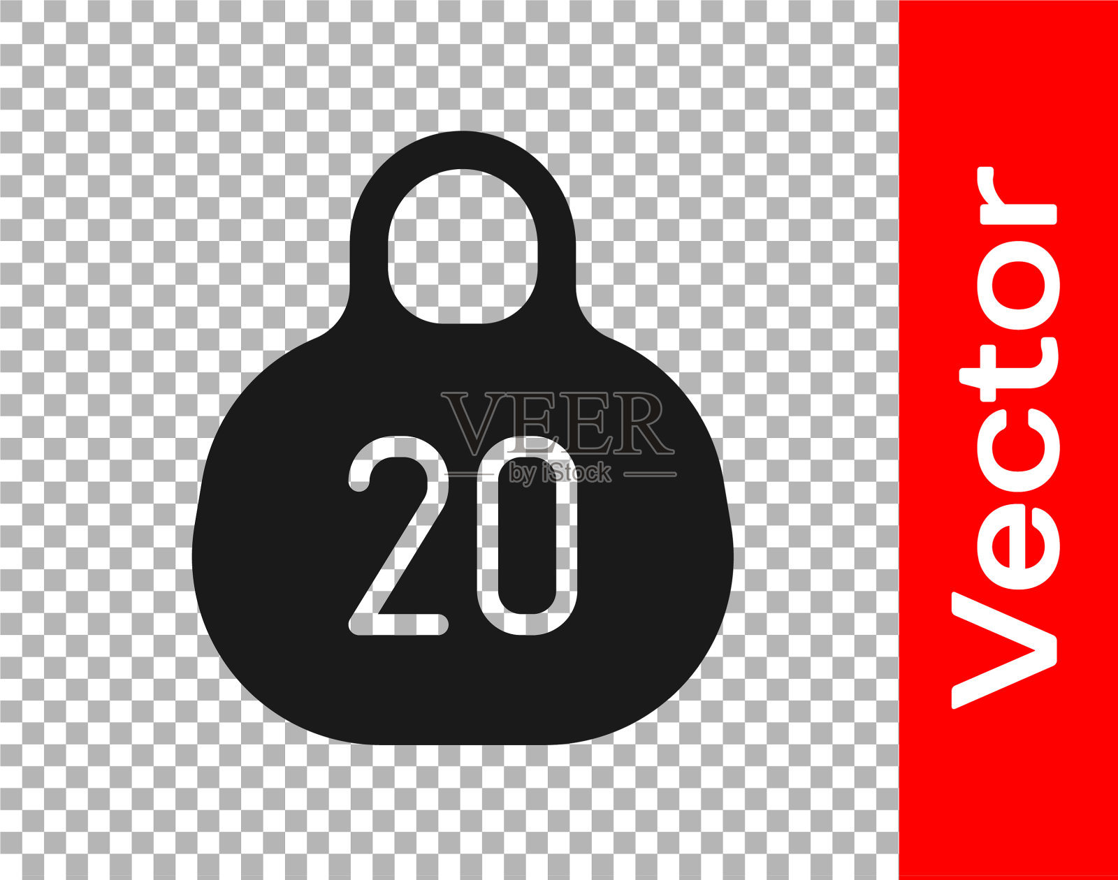 黑色壶铃图标孤立在透明图标素材