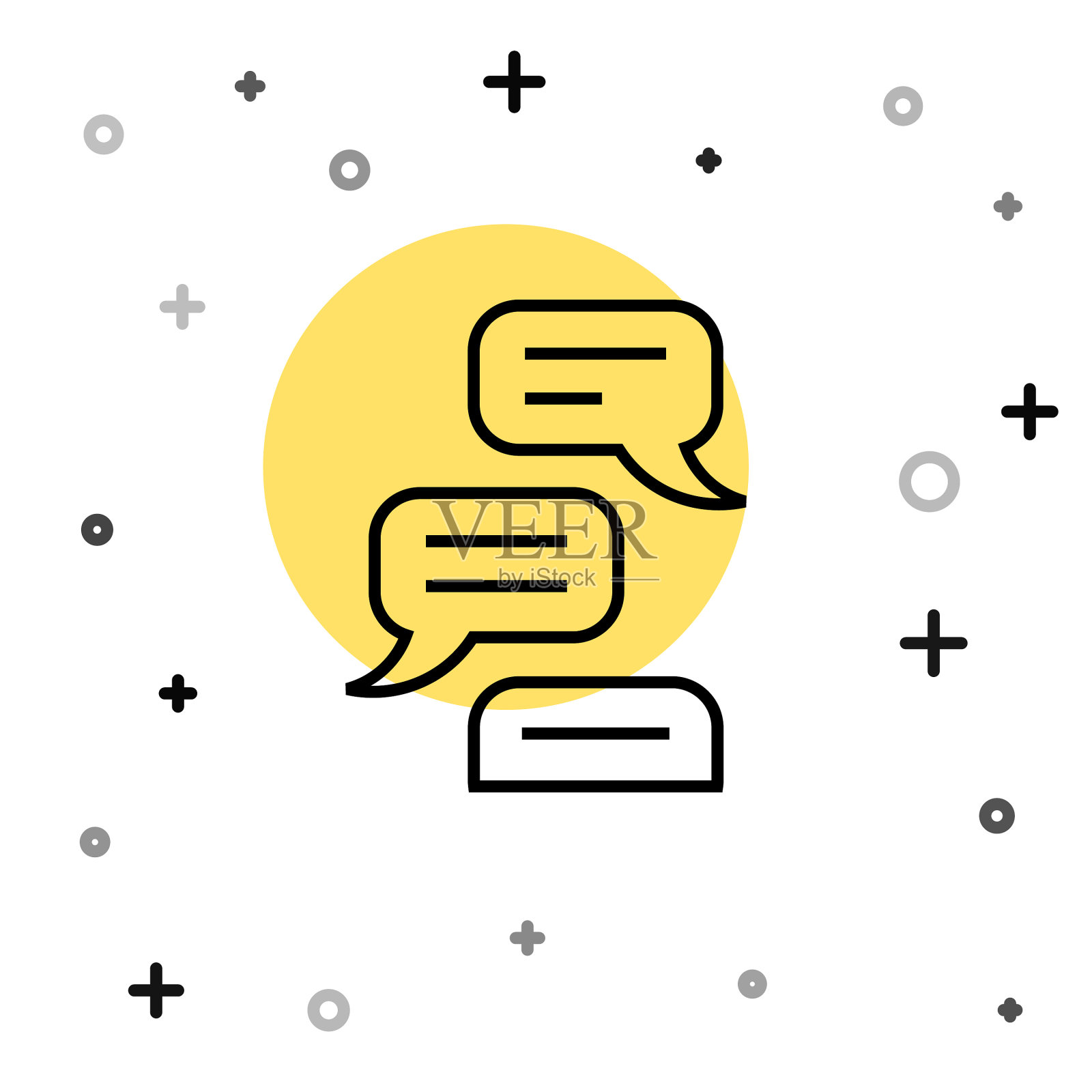 黑线语音气泡聊天图标孤立上图标素材