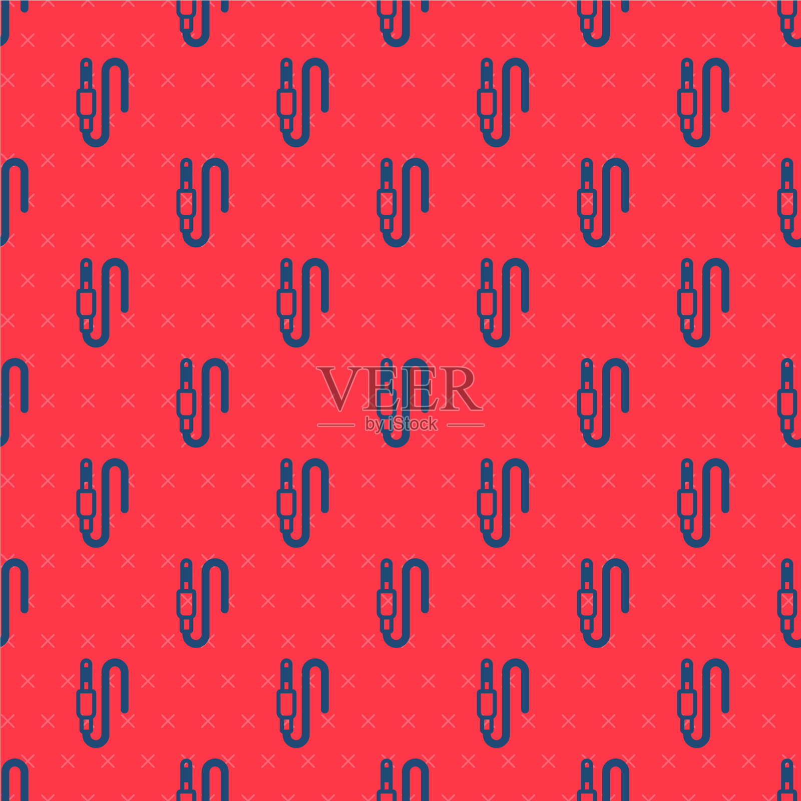 蓝线音频插孔图标隔离无缝插画图片素材