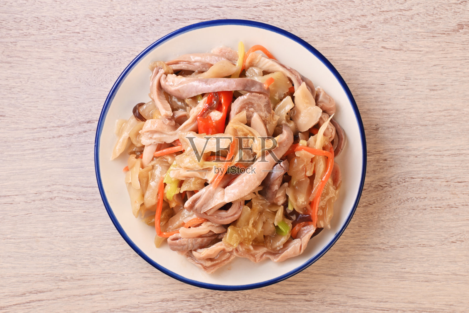 猪肚炒酸菜照片摄影图片