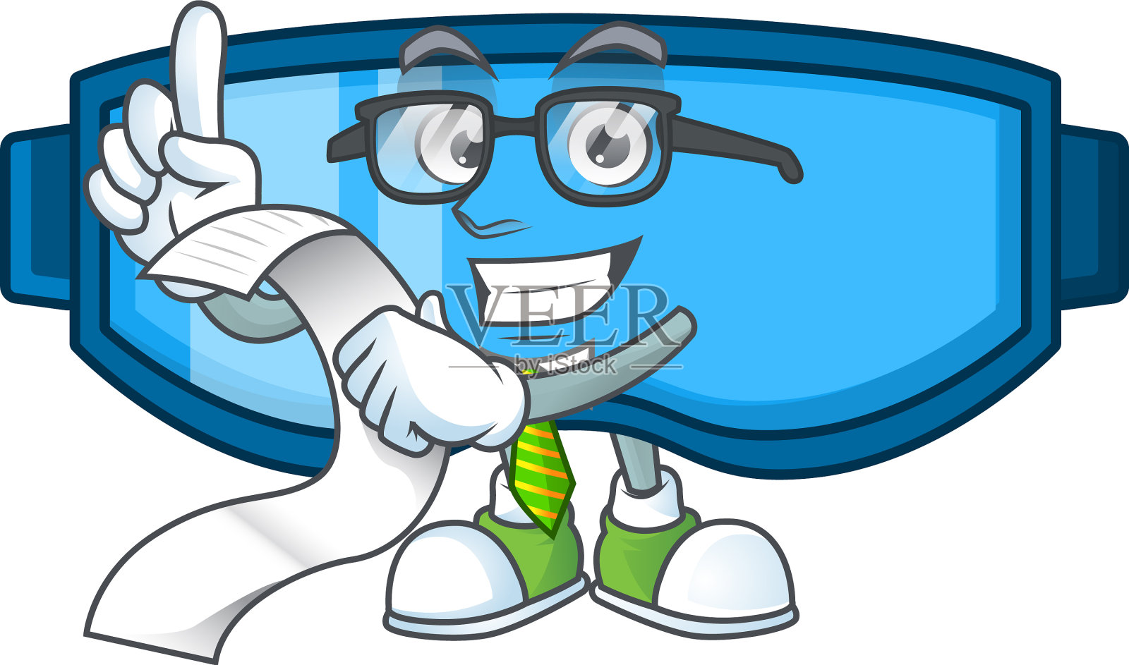 吉祥物卡通安全眼镜与菜单列表设计元素图片