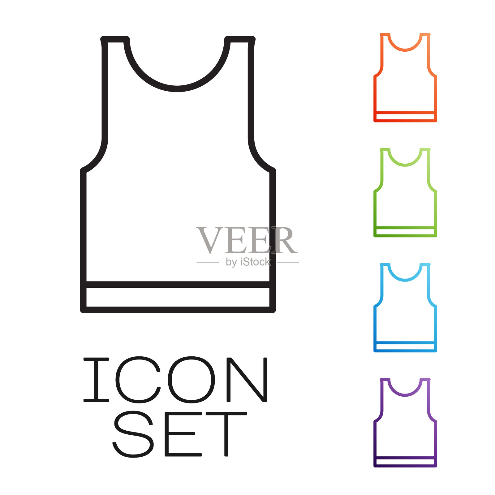 黑线无袖t恤图标孤立上图标素材