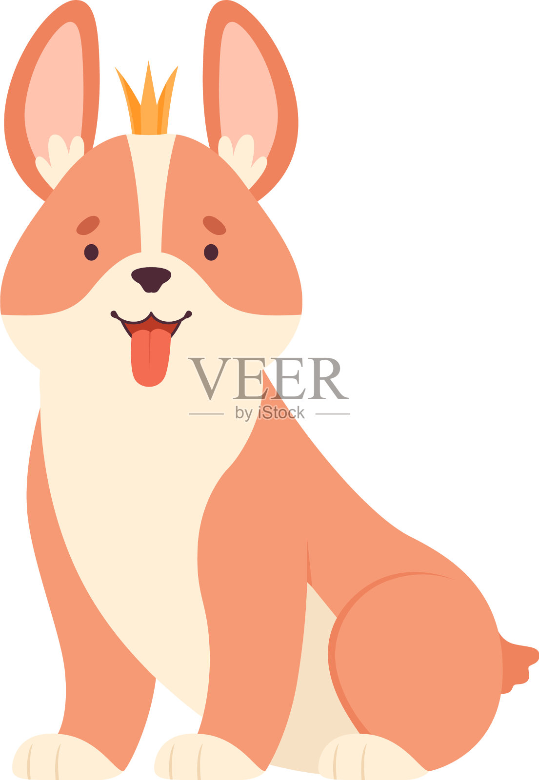 头戴皇冠的威尔士柯基犬设计元素图片