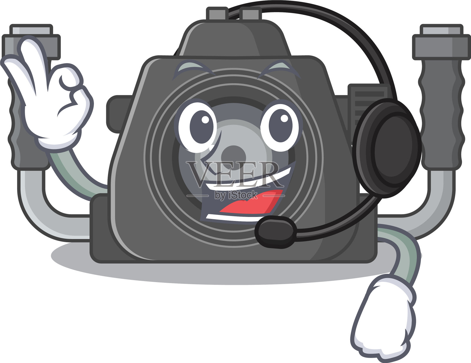 迷人的水下摄像机卡通人物设计元素图片