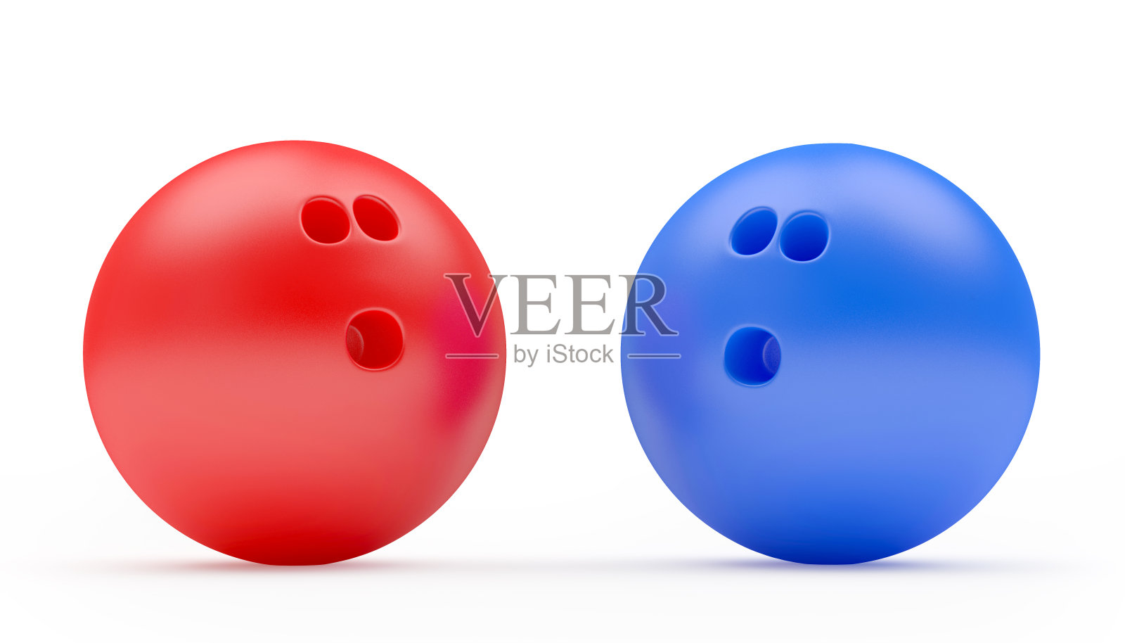 红色和蓝色的保龄球。照片摄影图片