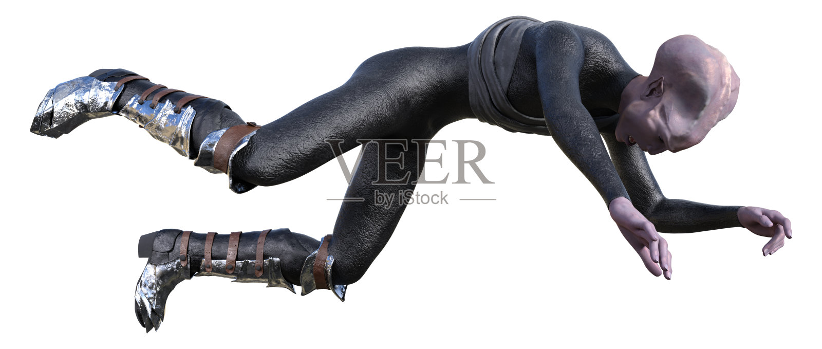 3D插图幻想外星人在白色照片摄影图片