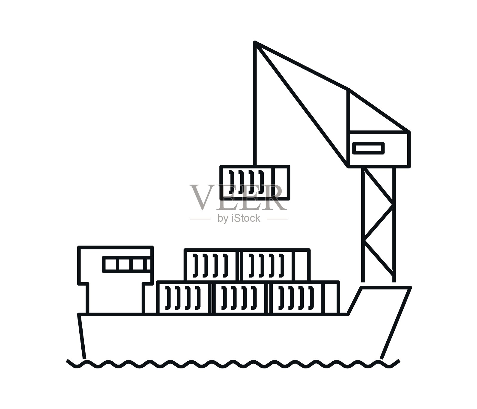 商业交付货船和货轮。工业货物运输油轮。插画图片素材