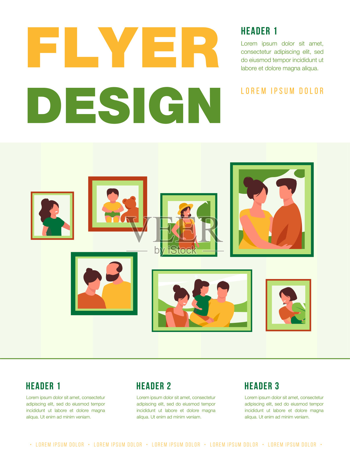 挂在墙上的相框里的全家福设计模板素材