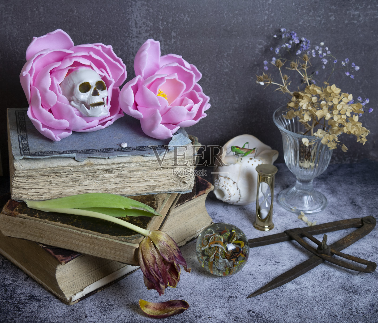 复古风格的静物，Vanitas照片摄影图片