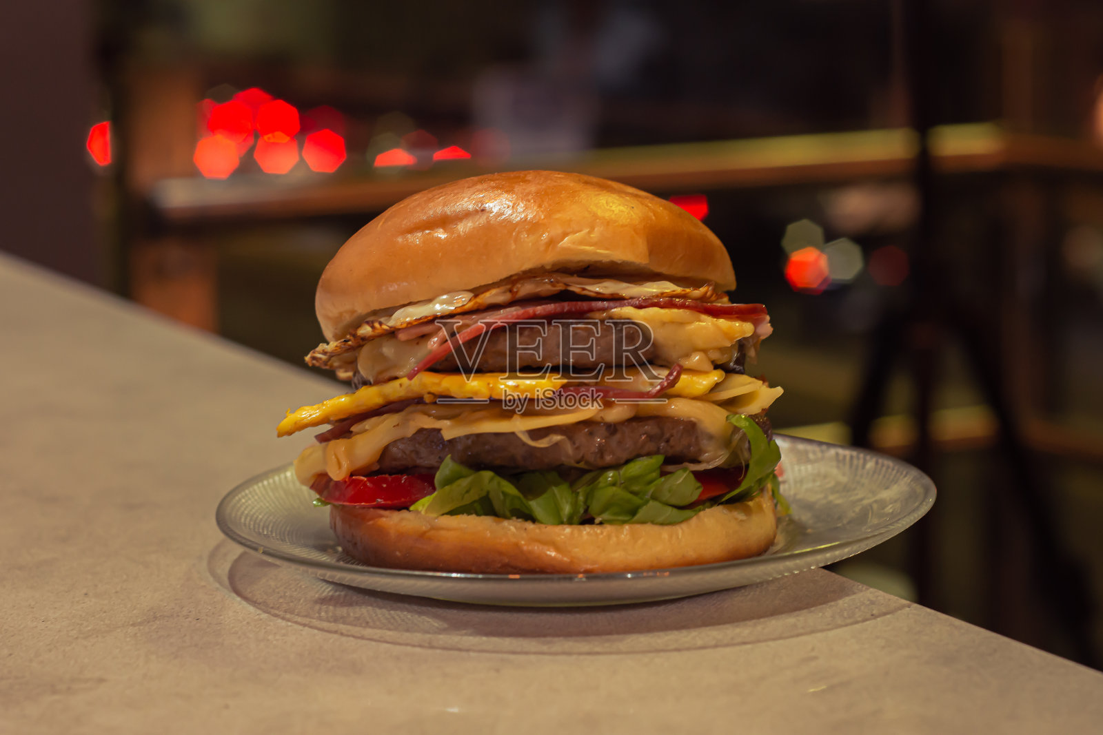 美味新鲜的自制蔬菜汉堡，食品广告摄影照片摄影图片