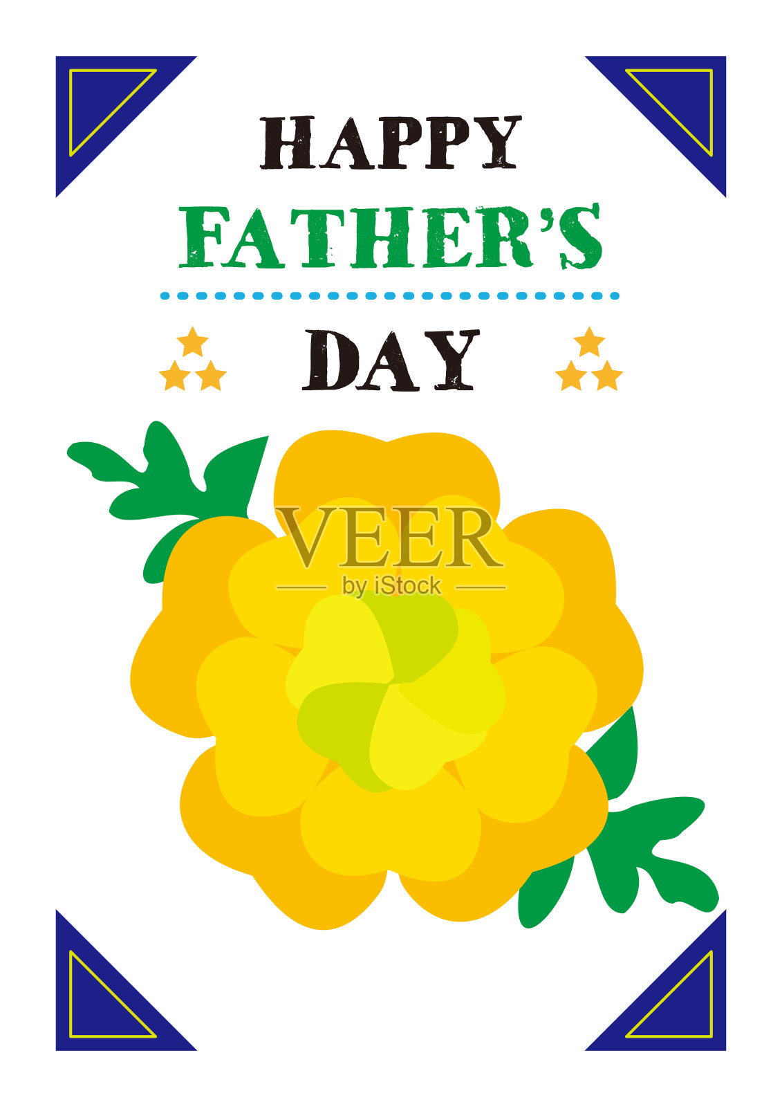 “父亲节快乐”黄花简单贺卡插画图片素材