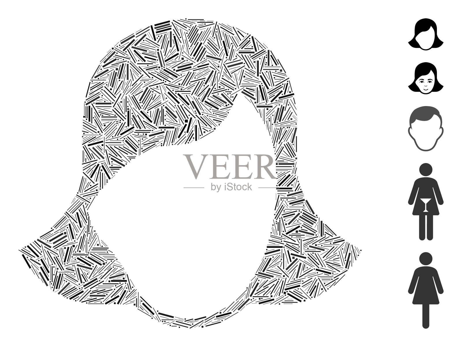 Dash拼贴女士脸模板图标插画图片素材