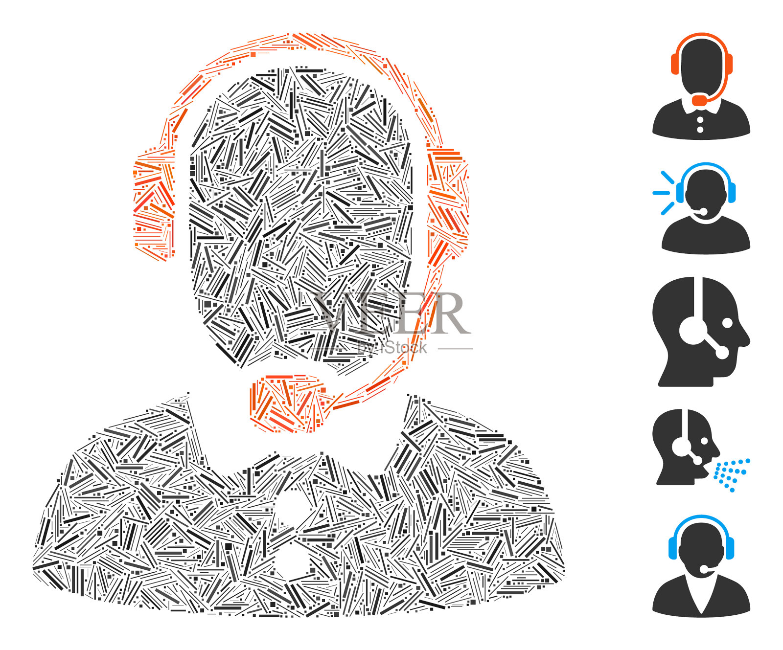 Dash Mosaic呼叫中心接线员图标插画图片素材