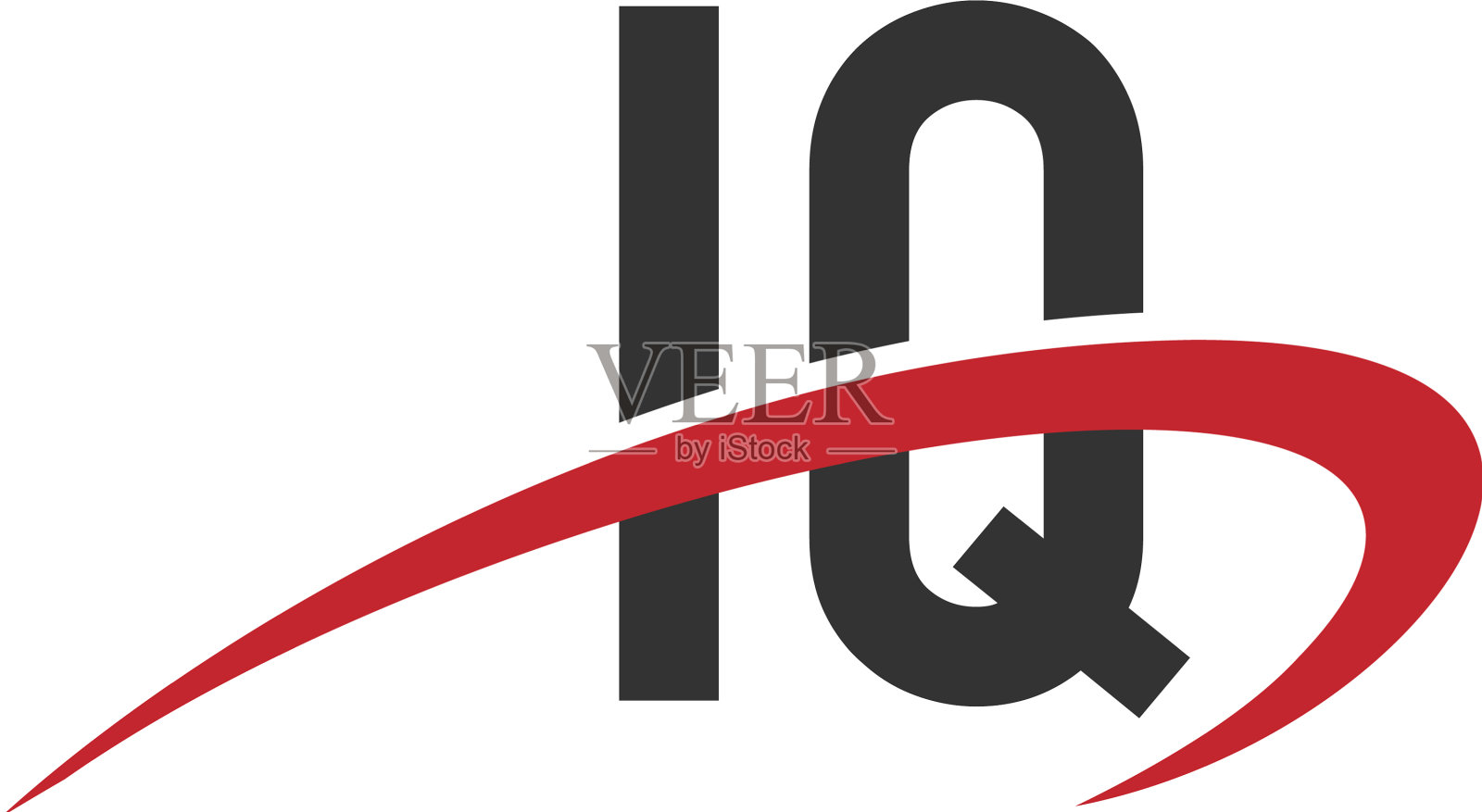 首字母IQ连接钩字母标志插画图片素材