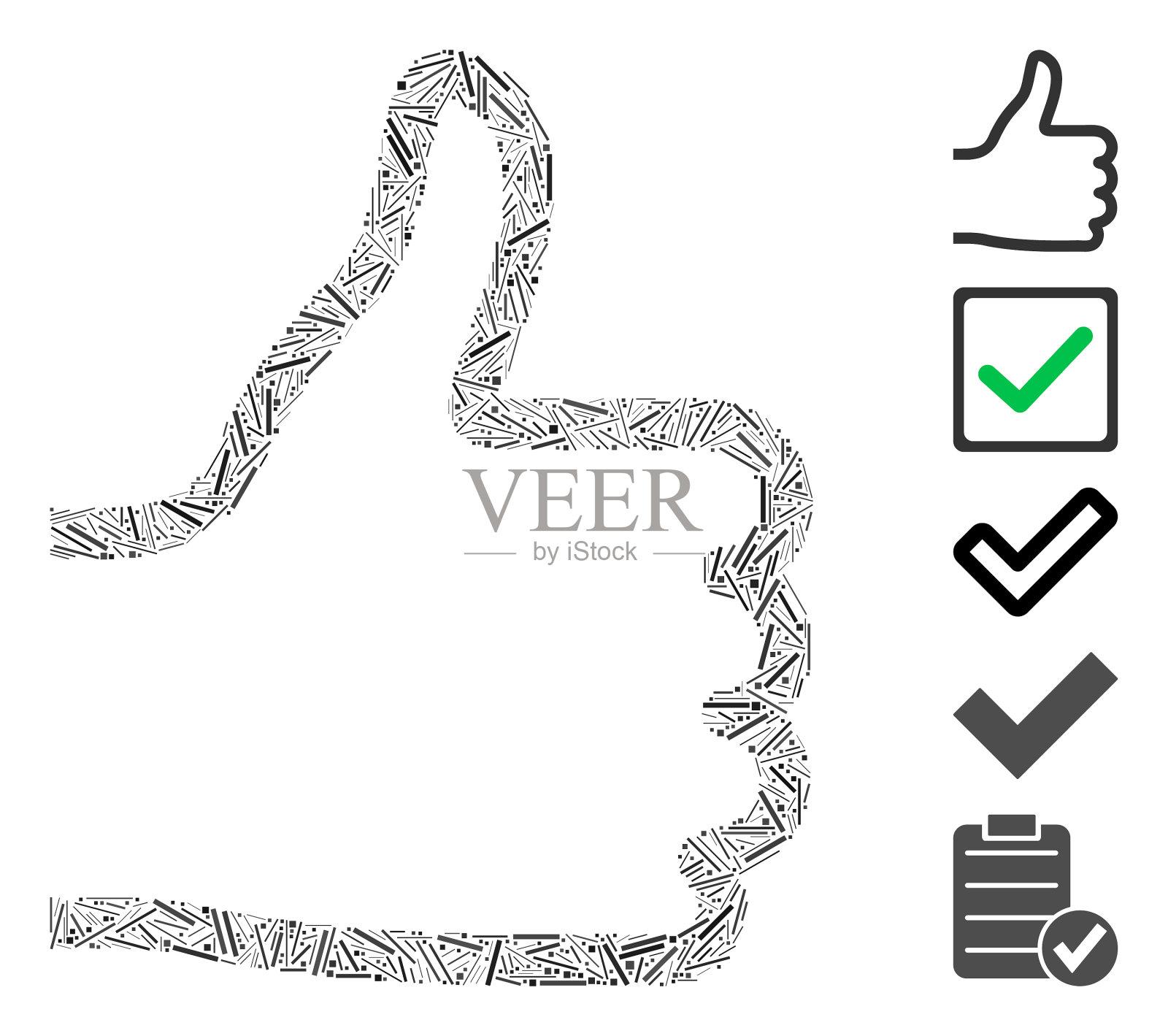 孵化马赛克拇指向上图标插画图片素材