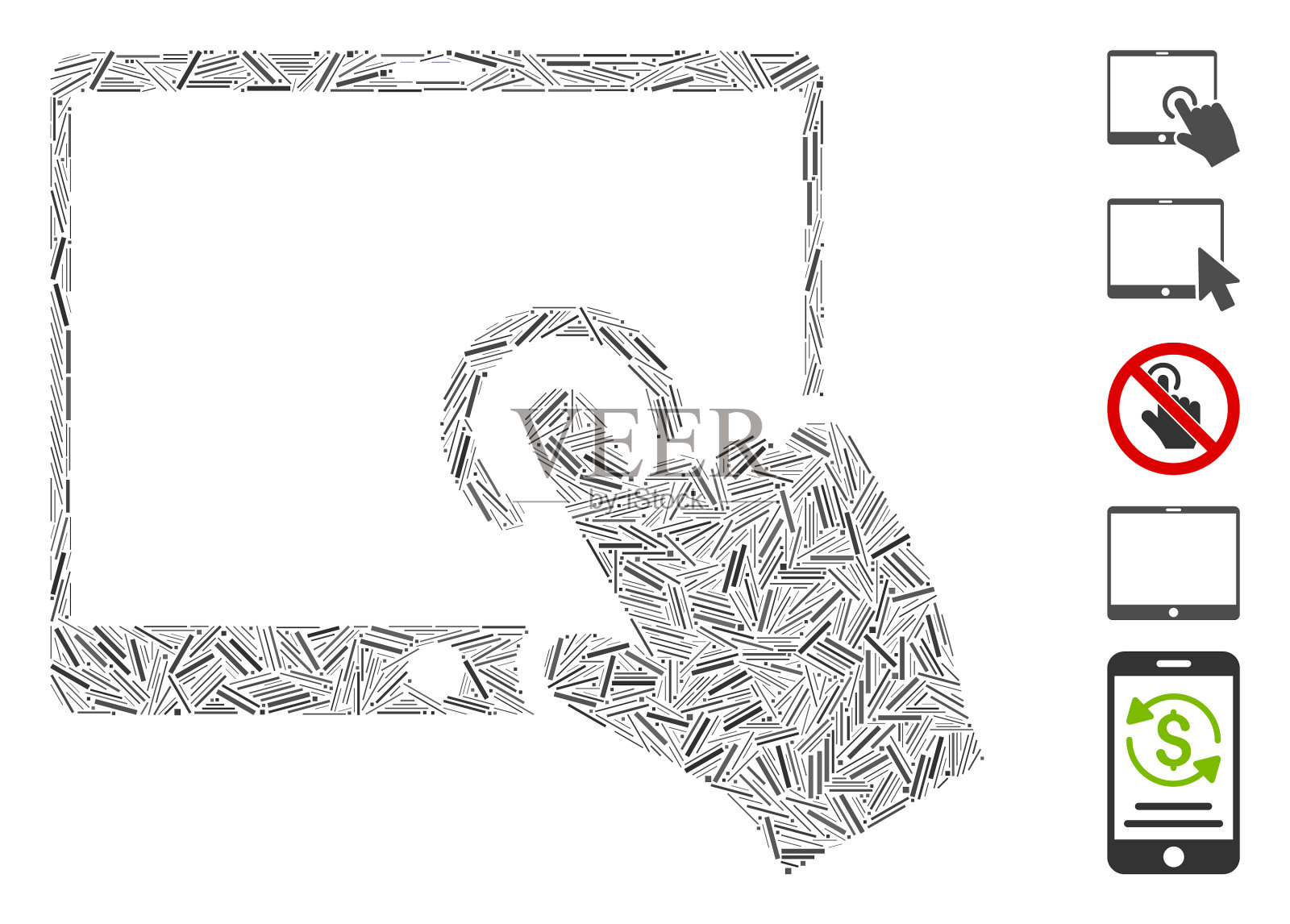 Hatch拼贴手触摸PDA图标插画图片素材