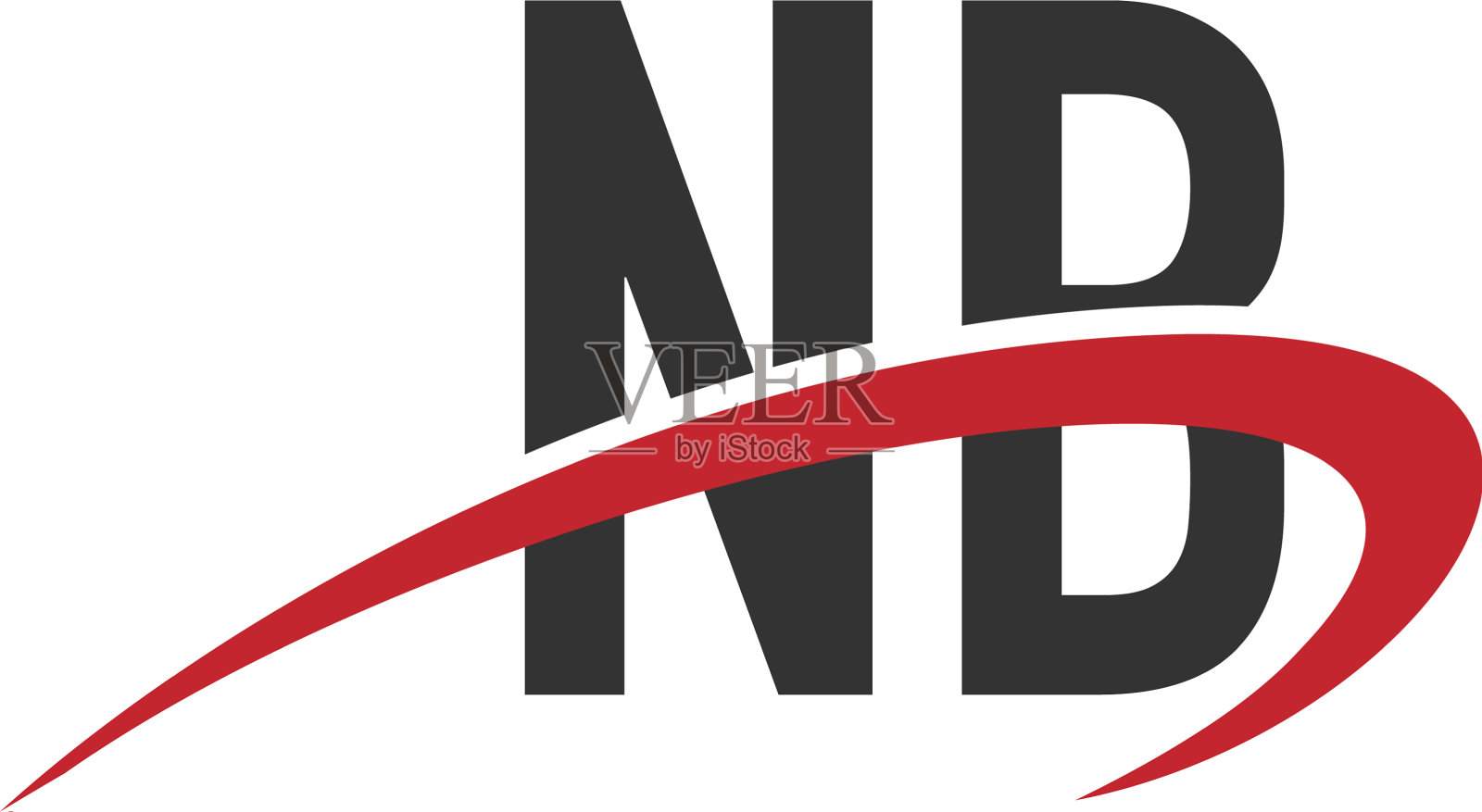 首字母nb连接的勾形字母标志插画图片素材