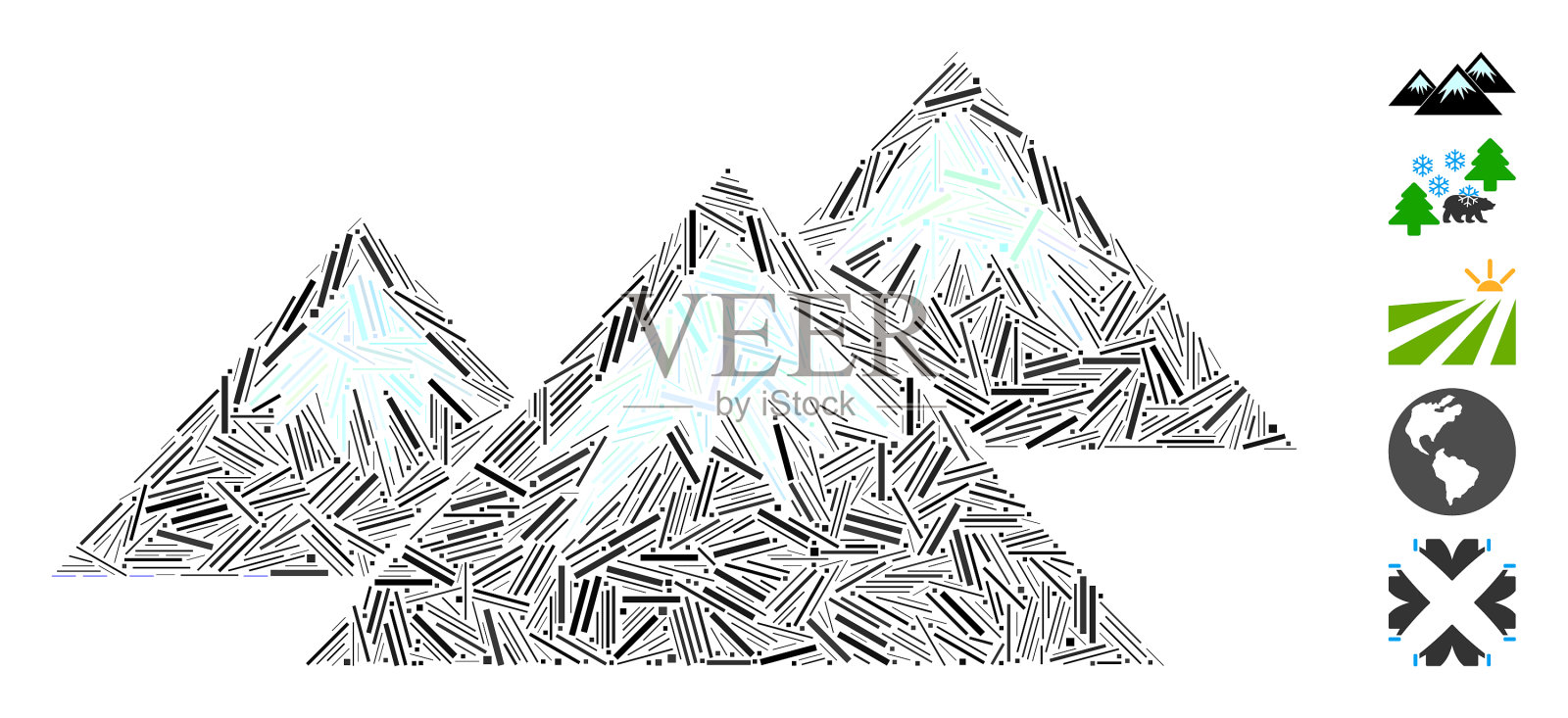 Hatch Mosaic icecap mountains图标插画图片素材