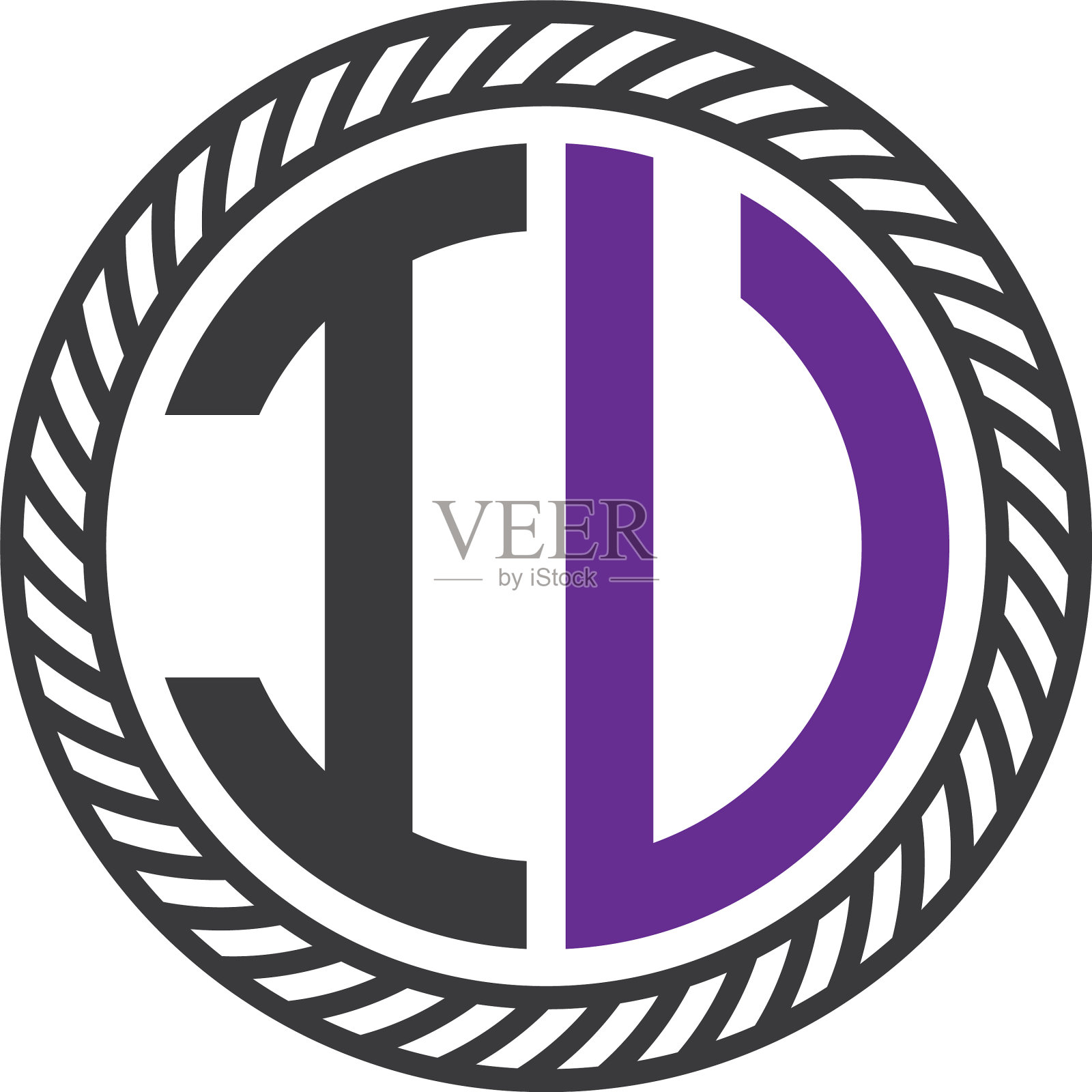 首字母iv圆形组合字母简单插画图片素材