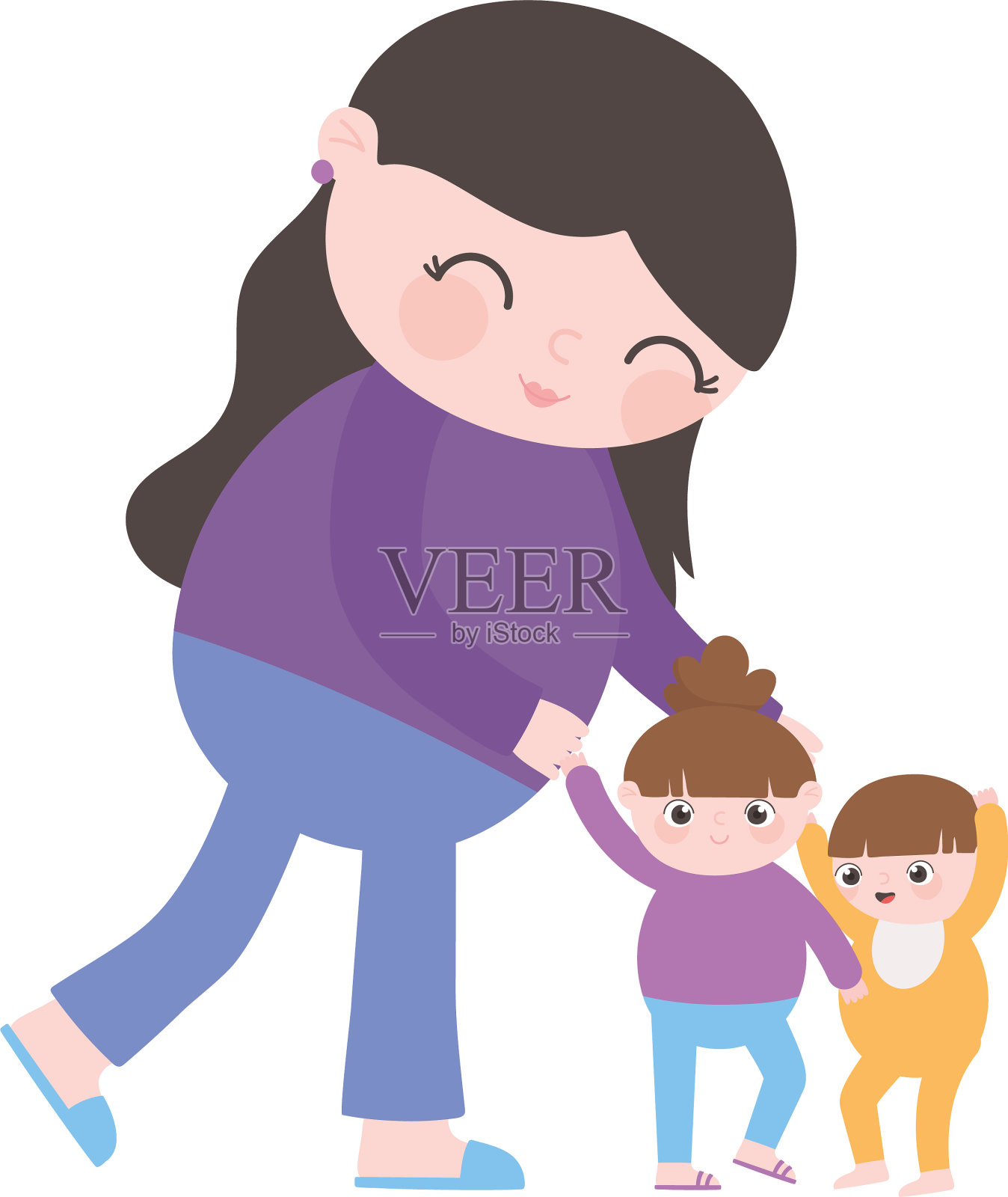 怀孕和母性可爱的妈妈陪着她设计元素图片