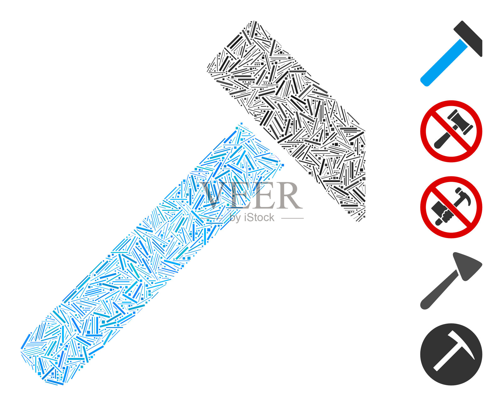 线条马赛克锤形图标插画图片素材