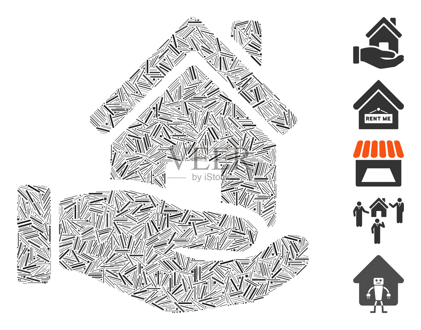 线马赛克家庭提供图标插画图片素材