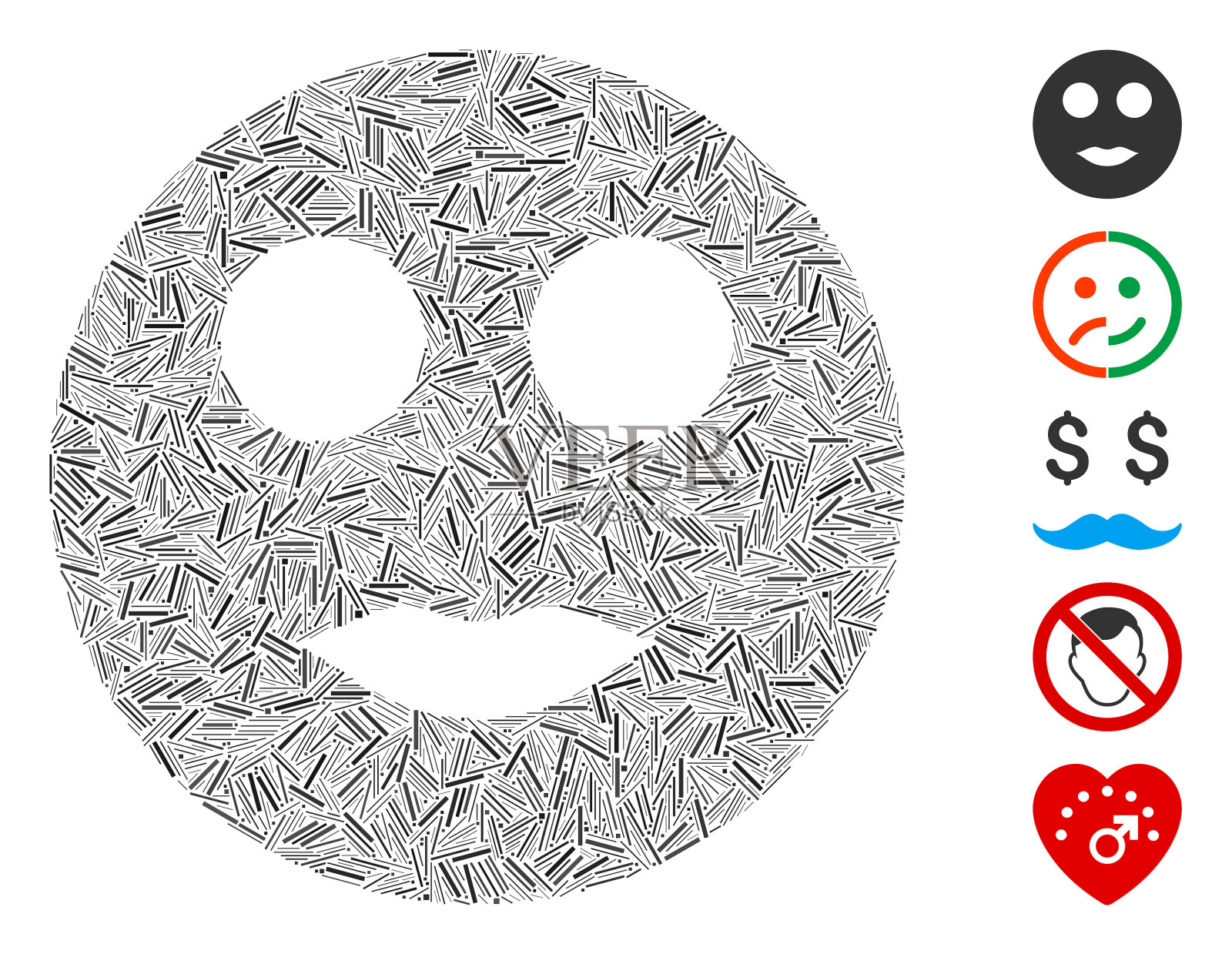 Dash拼贴，嘴唇，微笑图标插画图片素材