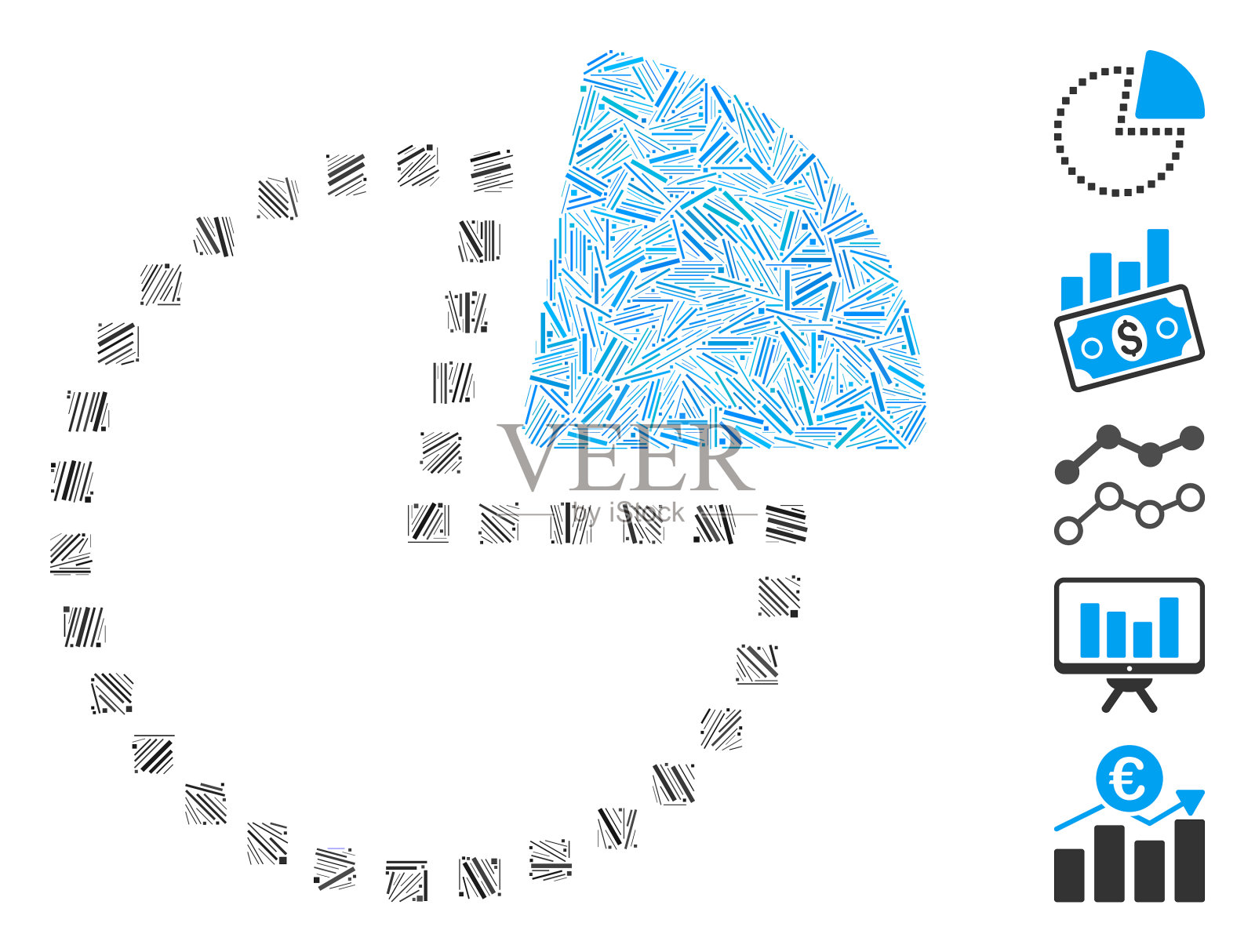 线马赛克饼图图标插画图片素材