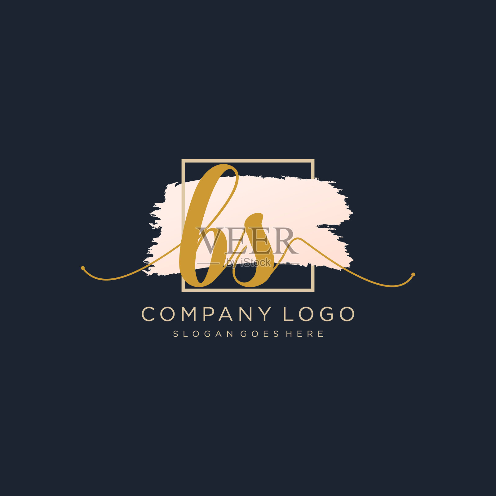 首字母b手写标志与圆模板插画图片素材