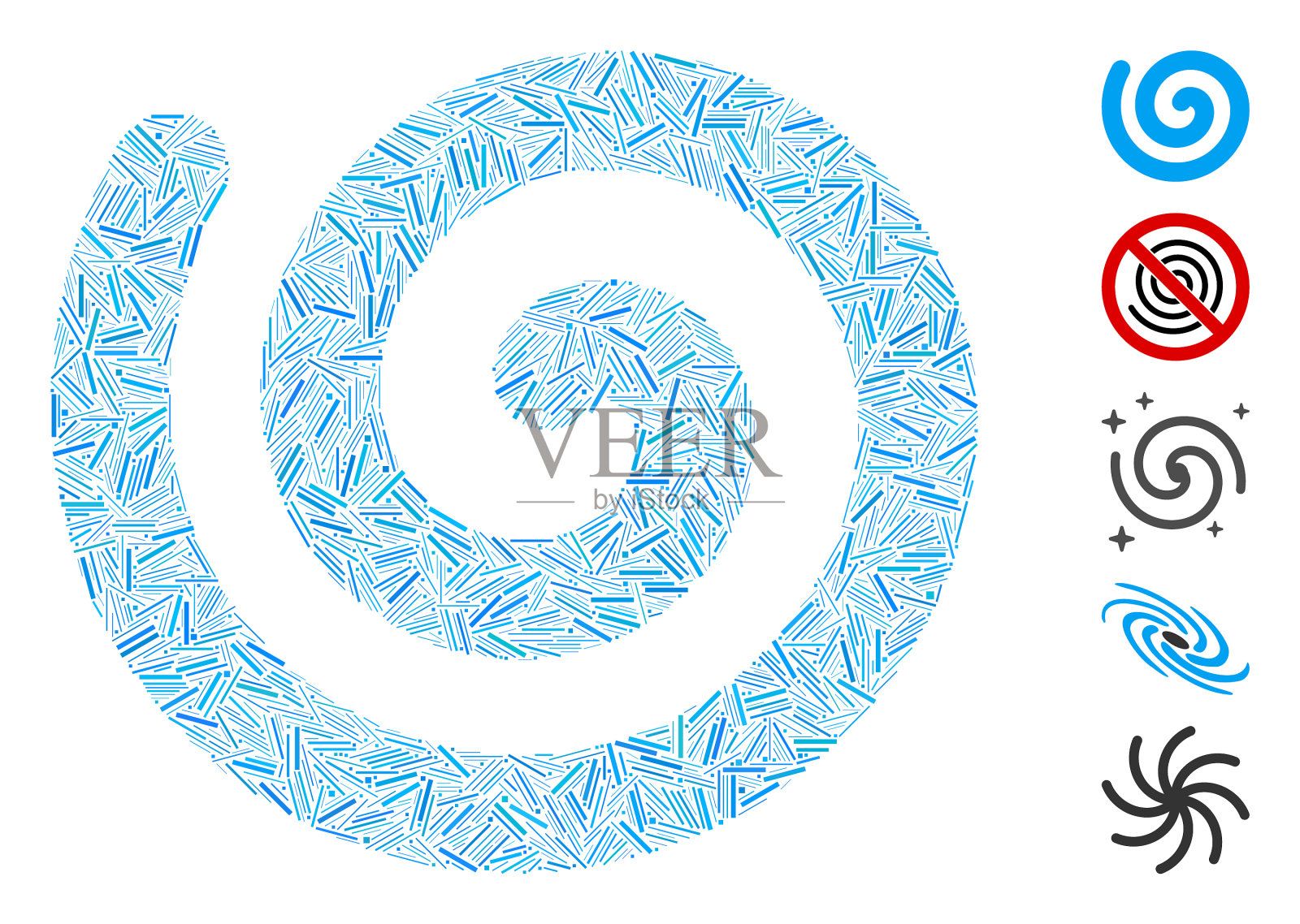 线条拼贴螺旋图标插画图片素材