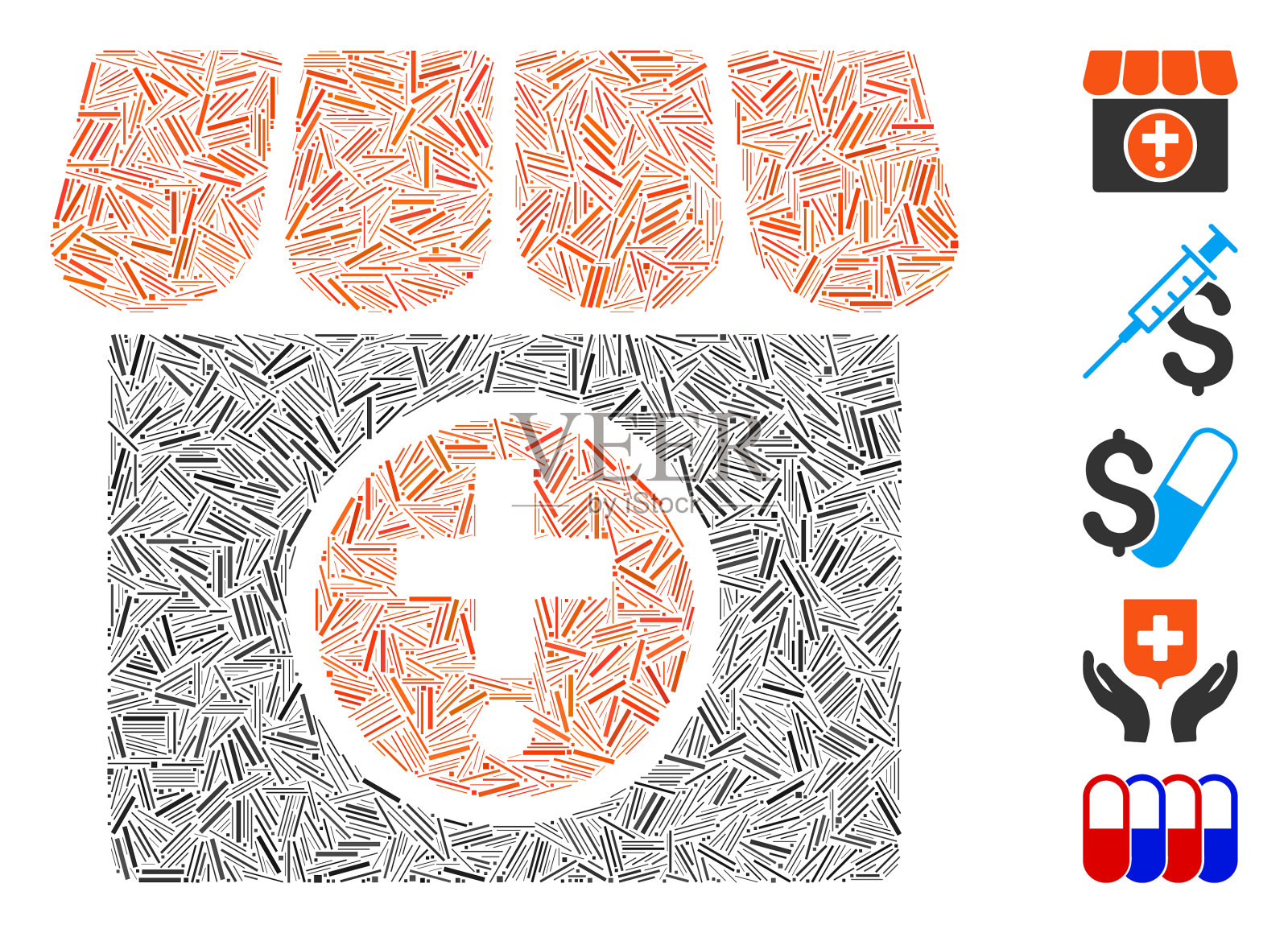 线马赛克药店图标插画图片素材