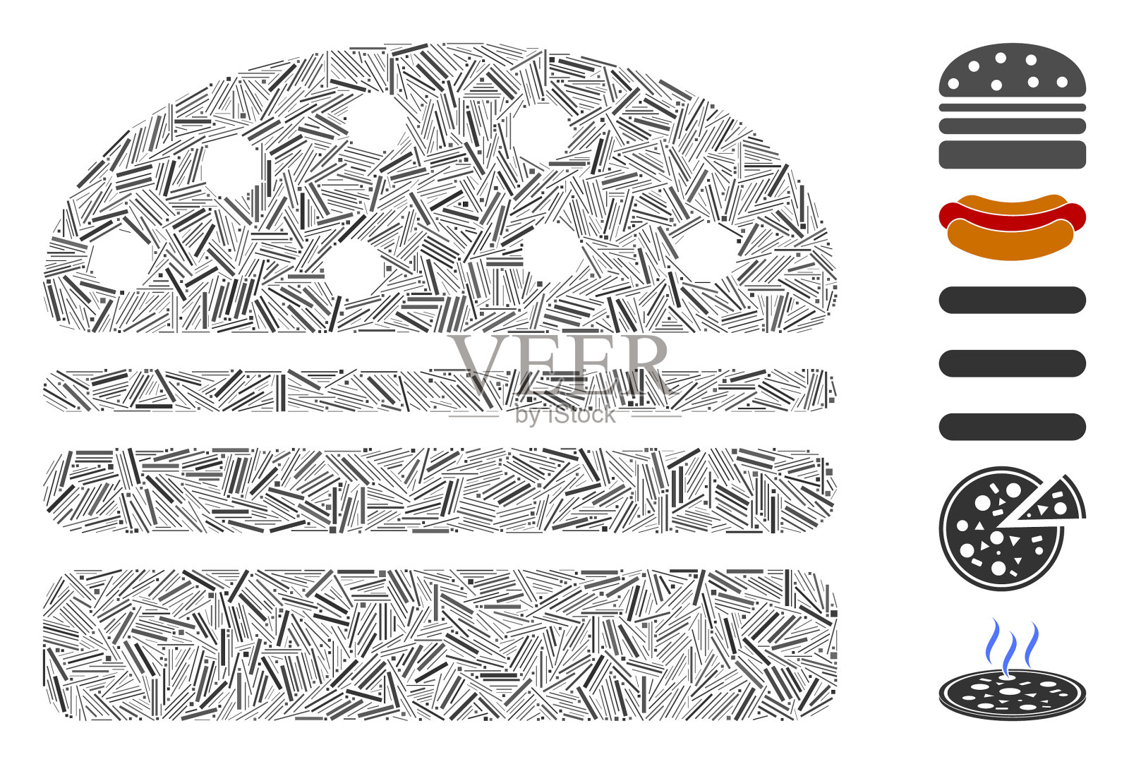 Hatch马赛克汉堡图标插画图片素材