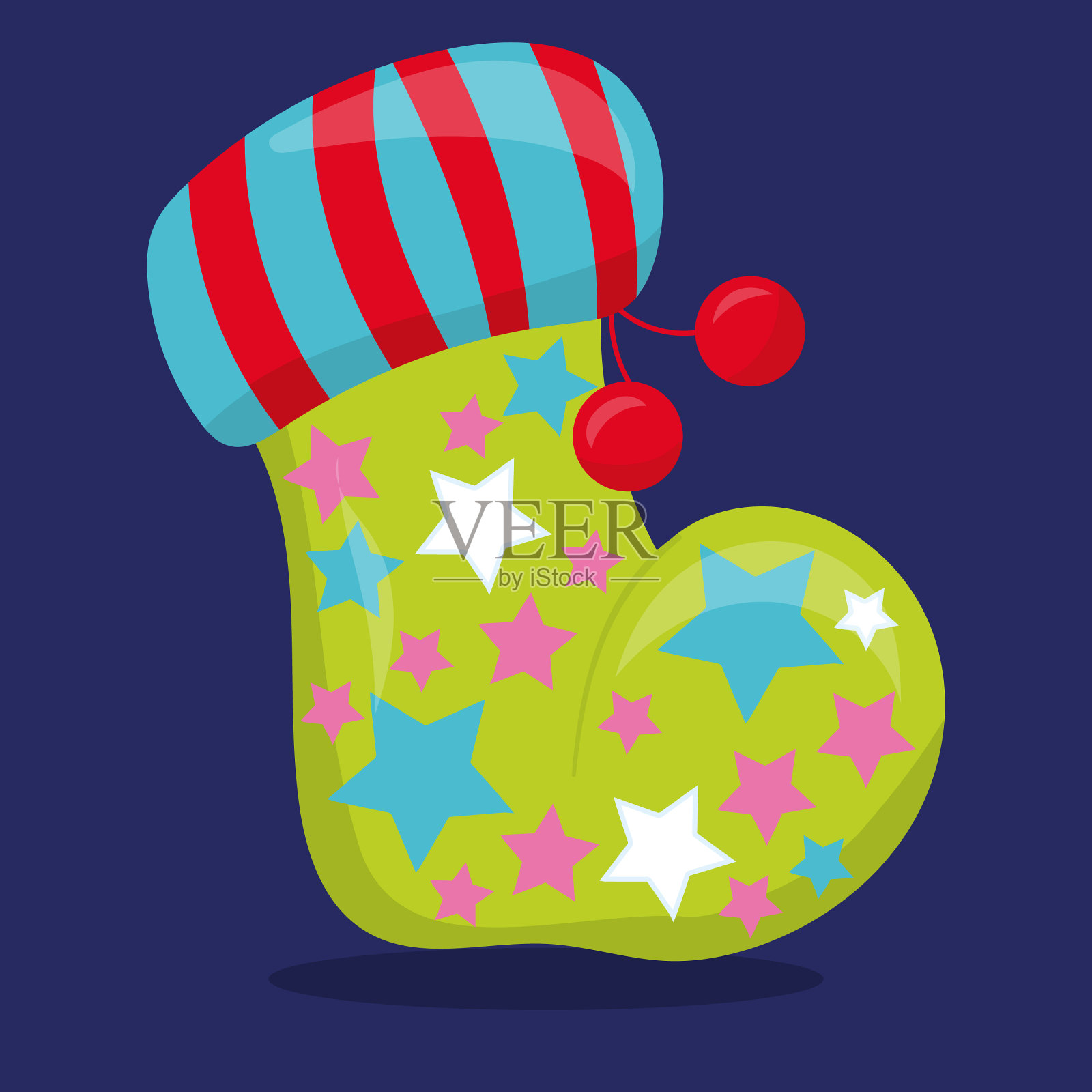 圣诞鸟靴子插画图片素材