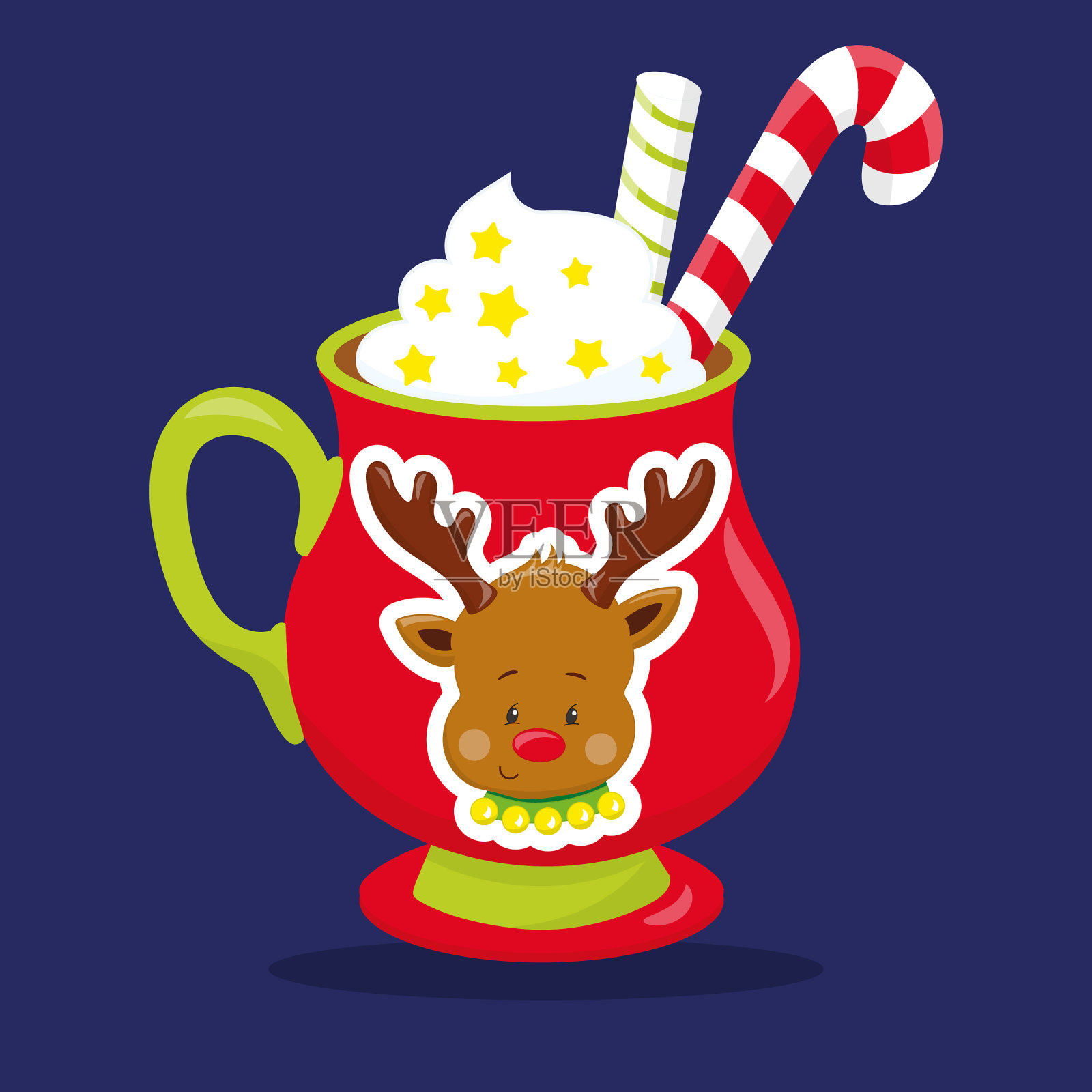 可可和饼干鹿杯06插画图片素材