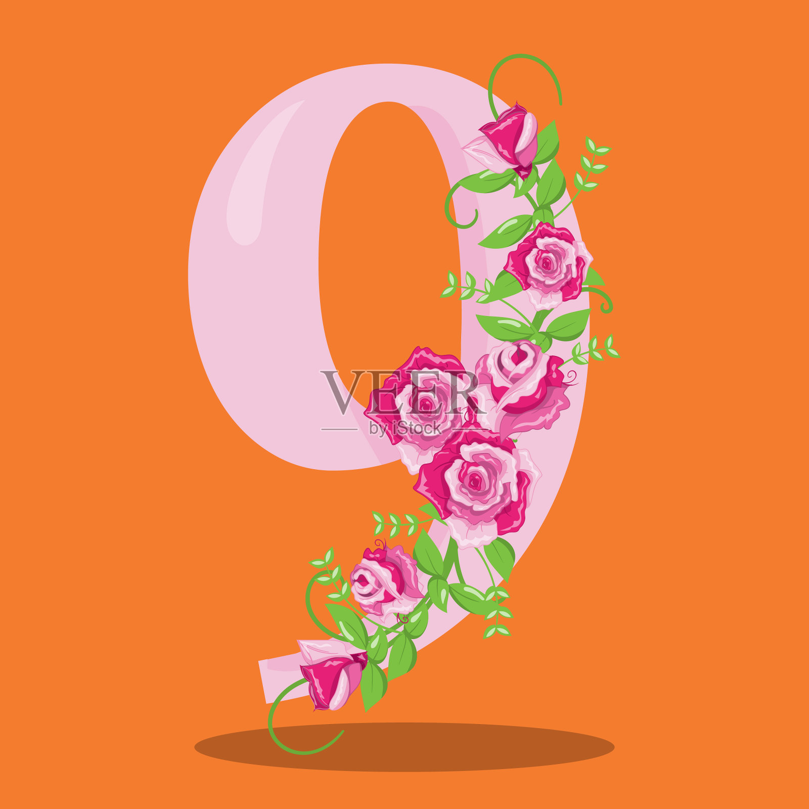 粉红花号09插画图片素材