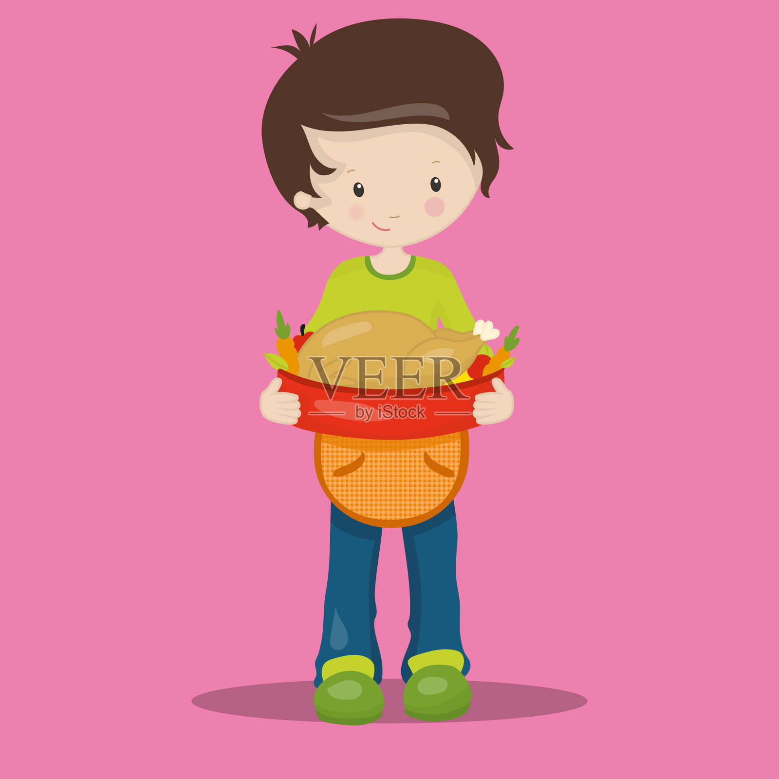 用火鸡感恩男孩插画图片素材