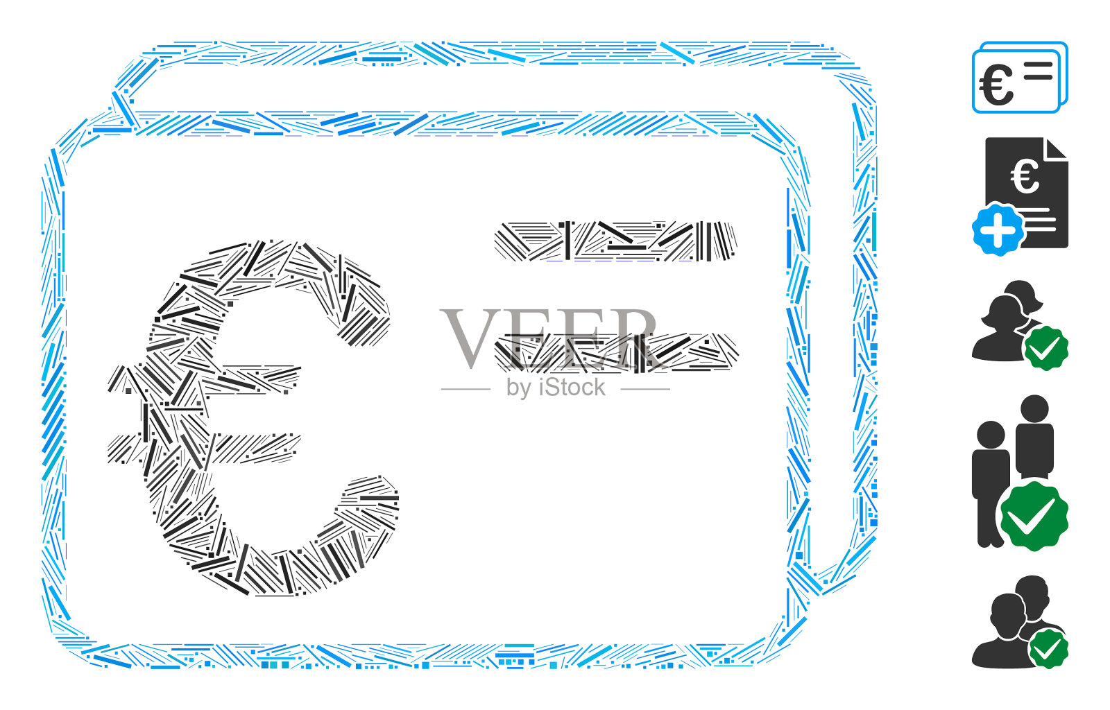 Hatch拼贴欧元帐户卡图标插画图片素材