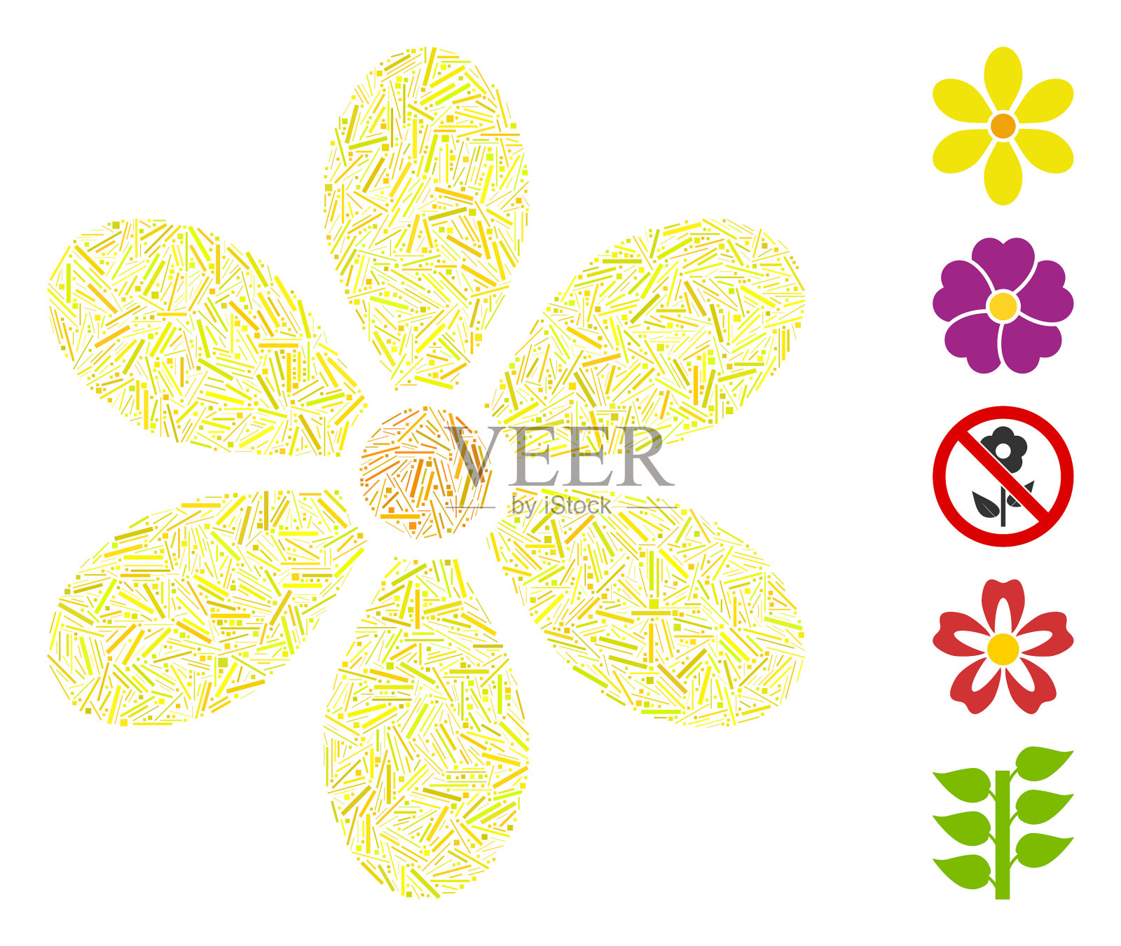 线条马赛克花卉图标插画图片素材