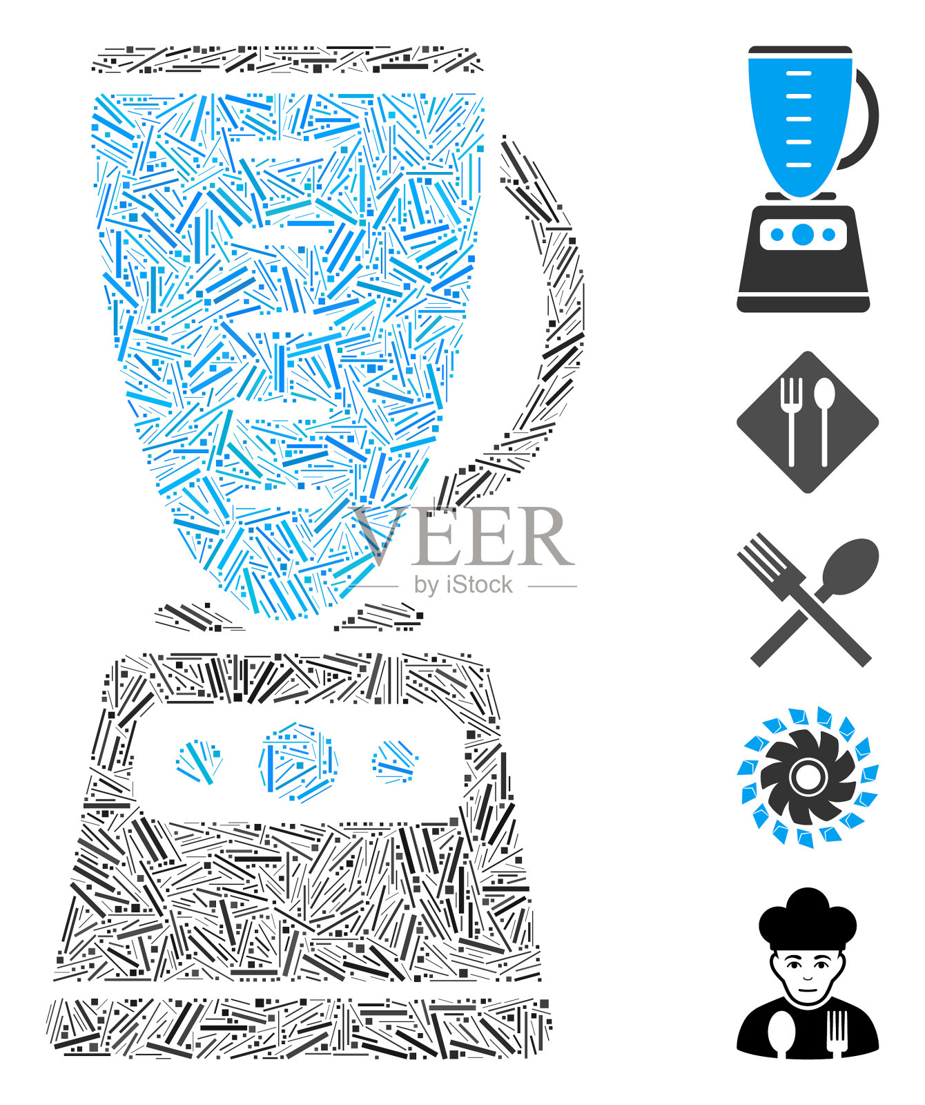 Dash马赛克厨房搅拌机图标插画图片素材