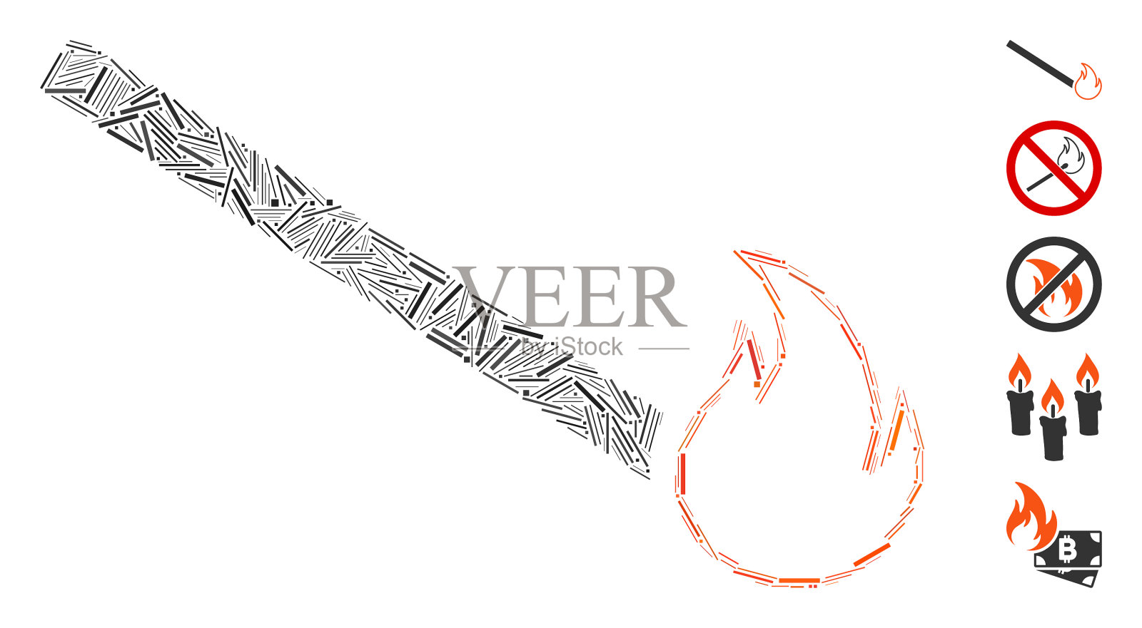 舱口拼贴火柴火焰图标设计元素图片