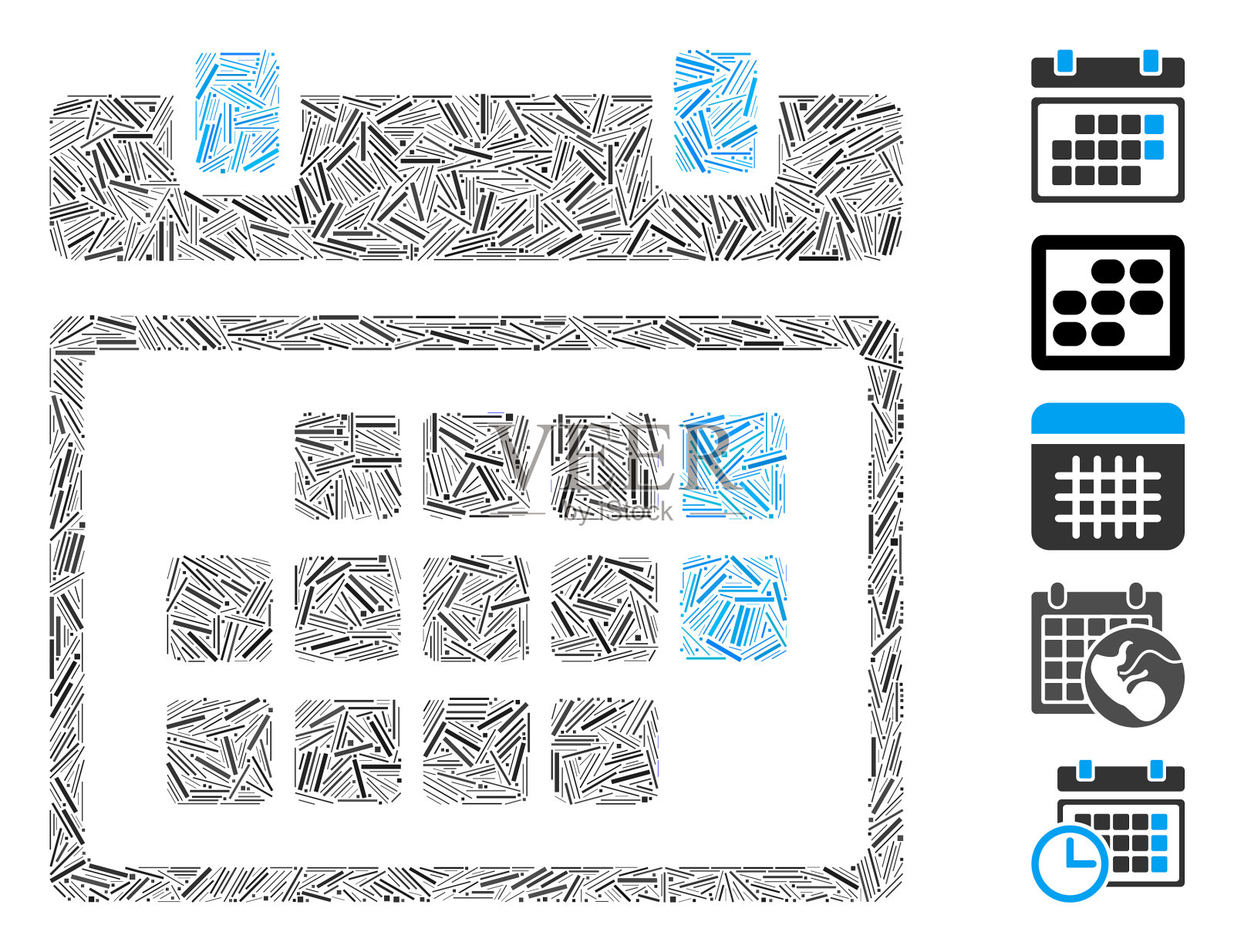 线拼贴月日历图标插画图片素材