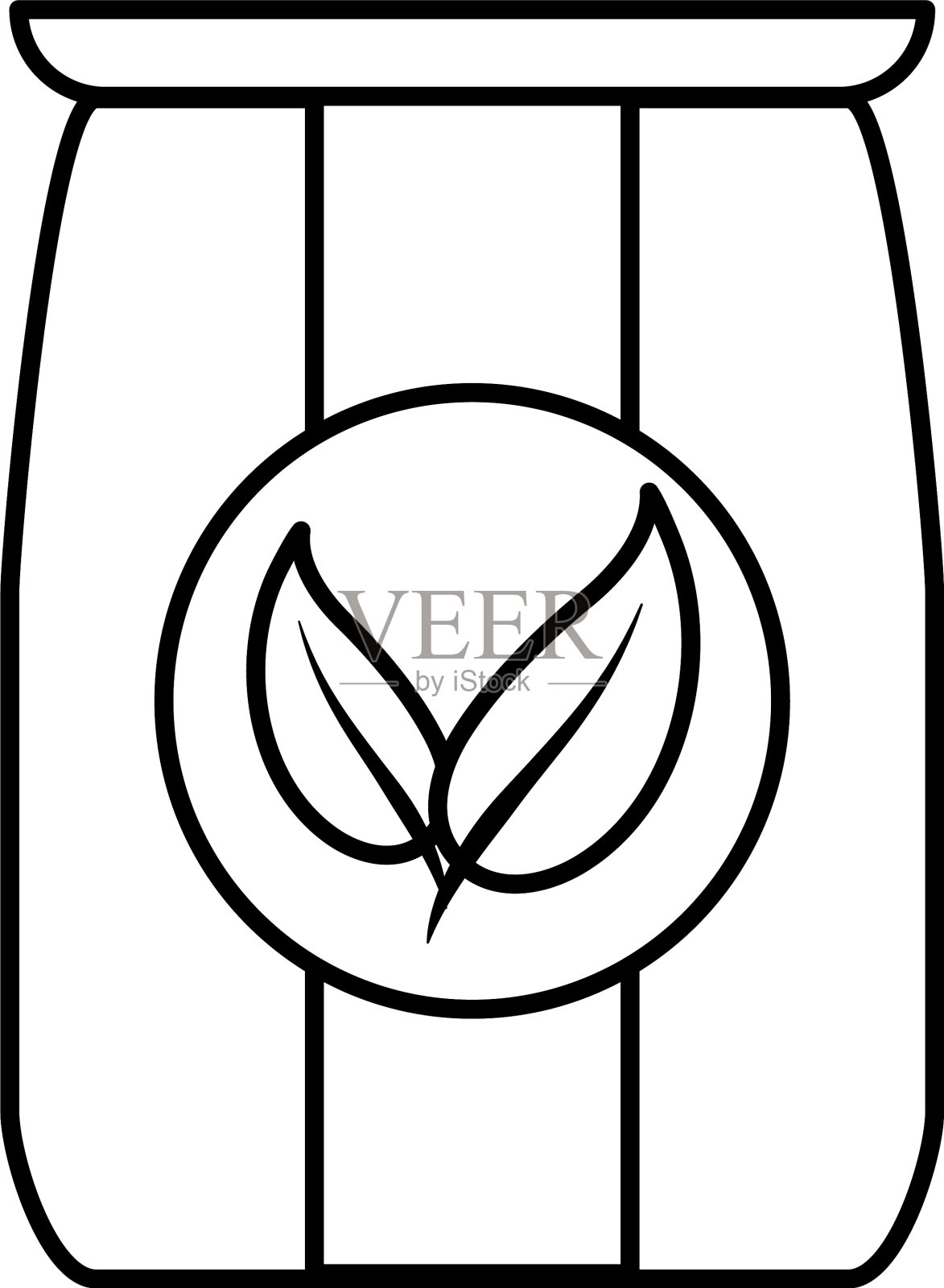 茶叶外卖在纸袋线图标插画图片素材