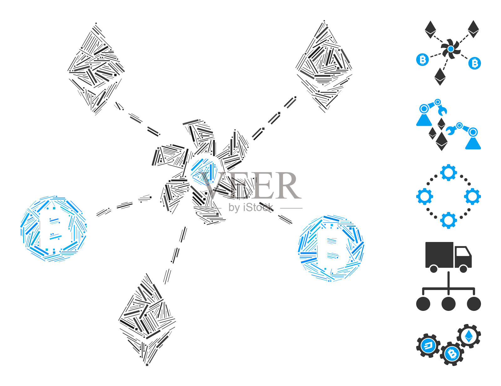 孵化拼贴加密货币搅拌器转子图标插画图片素材