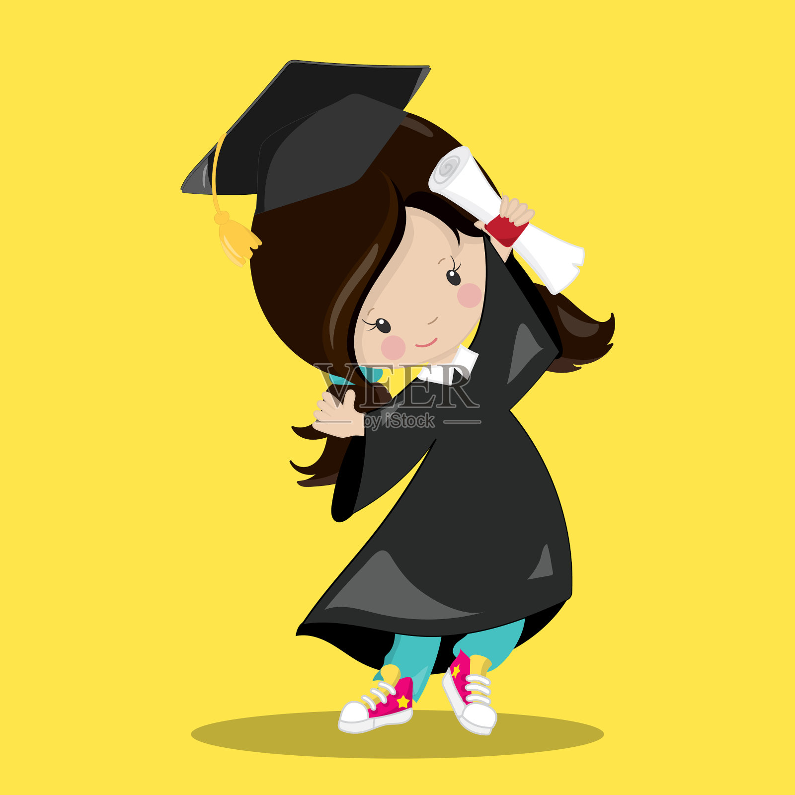 毕业日女孩插画图片素材
