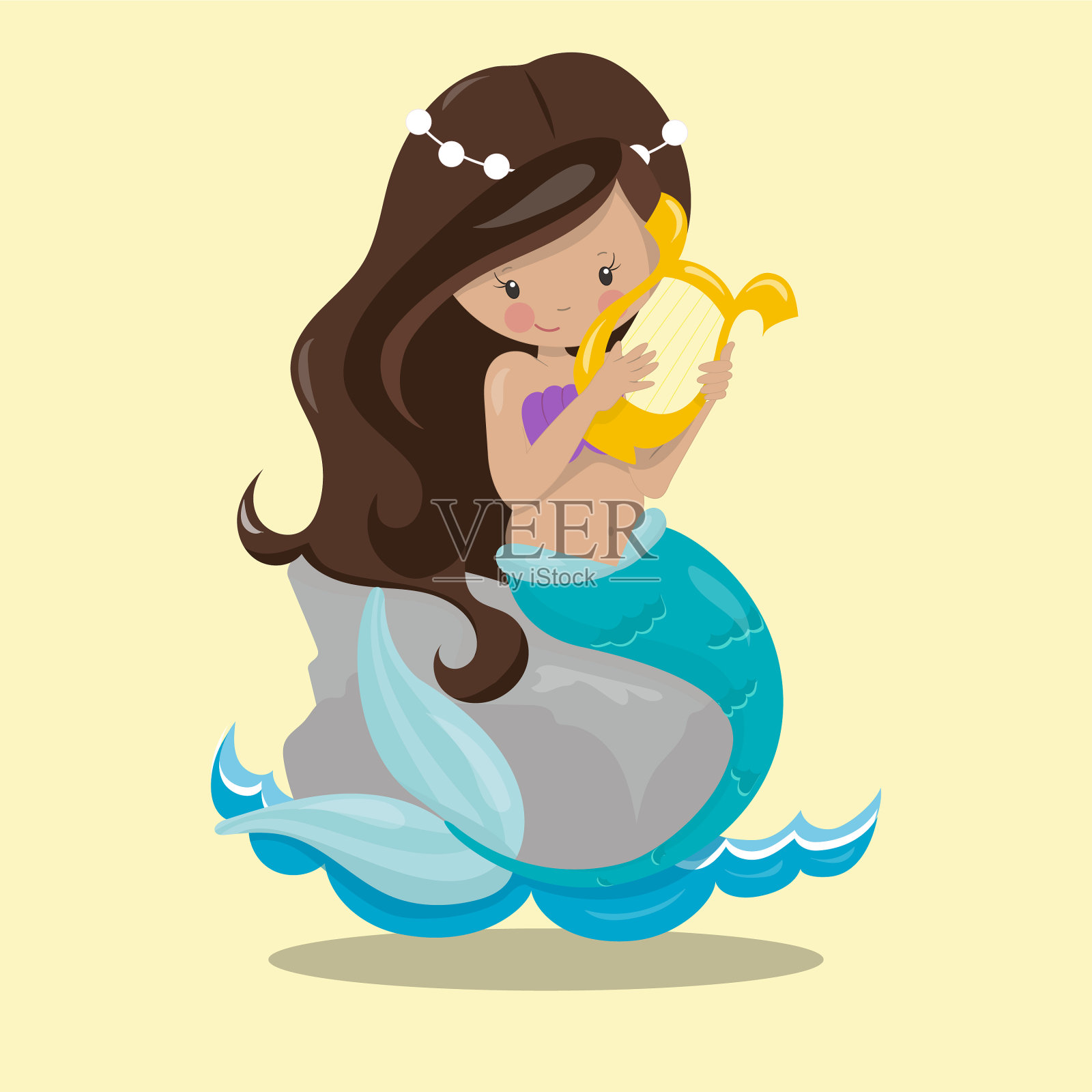 美人鱼粉红色38插画图片素材